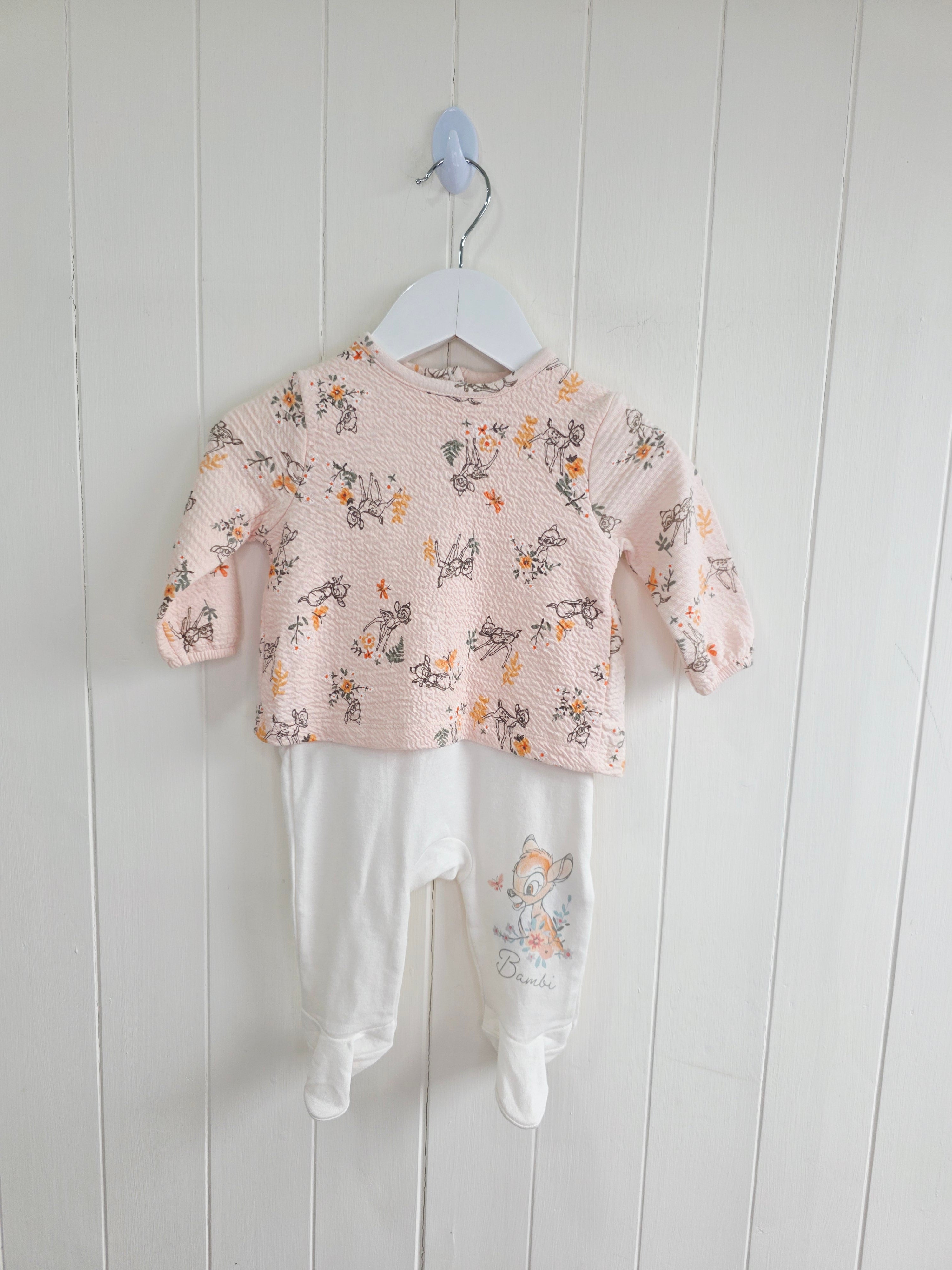 Disney bambi - 0-3 months sleepsuit/footed romper with integrated top