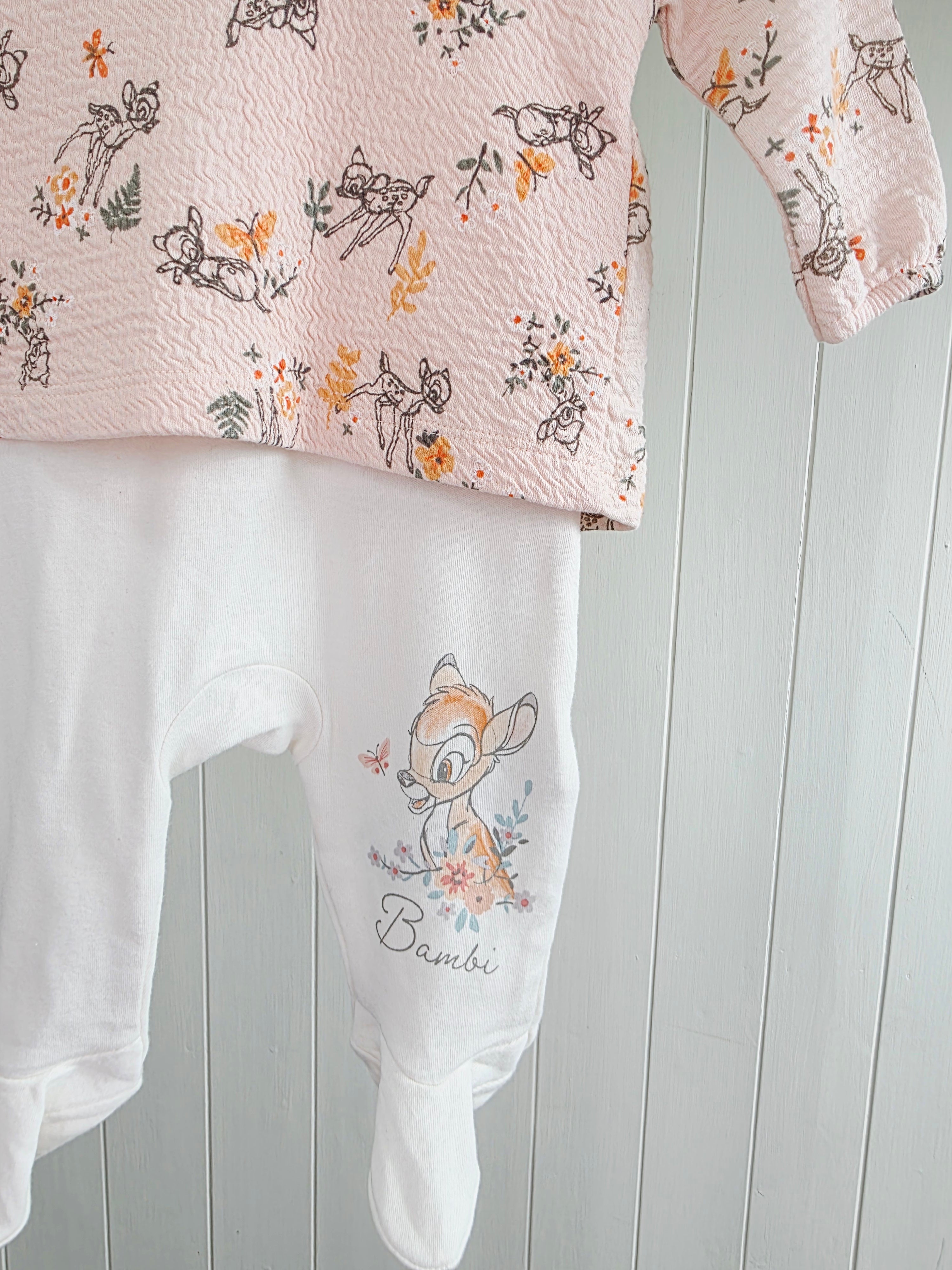 Disney bambi - 0-3 months sleepsuit/footed romper with integrated top