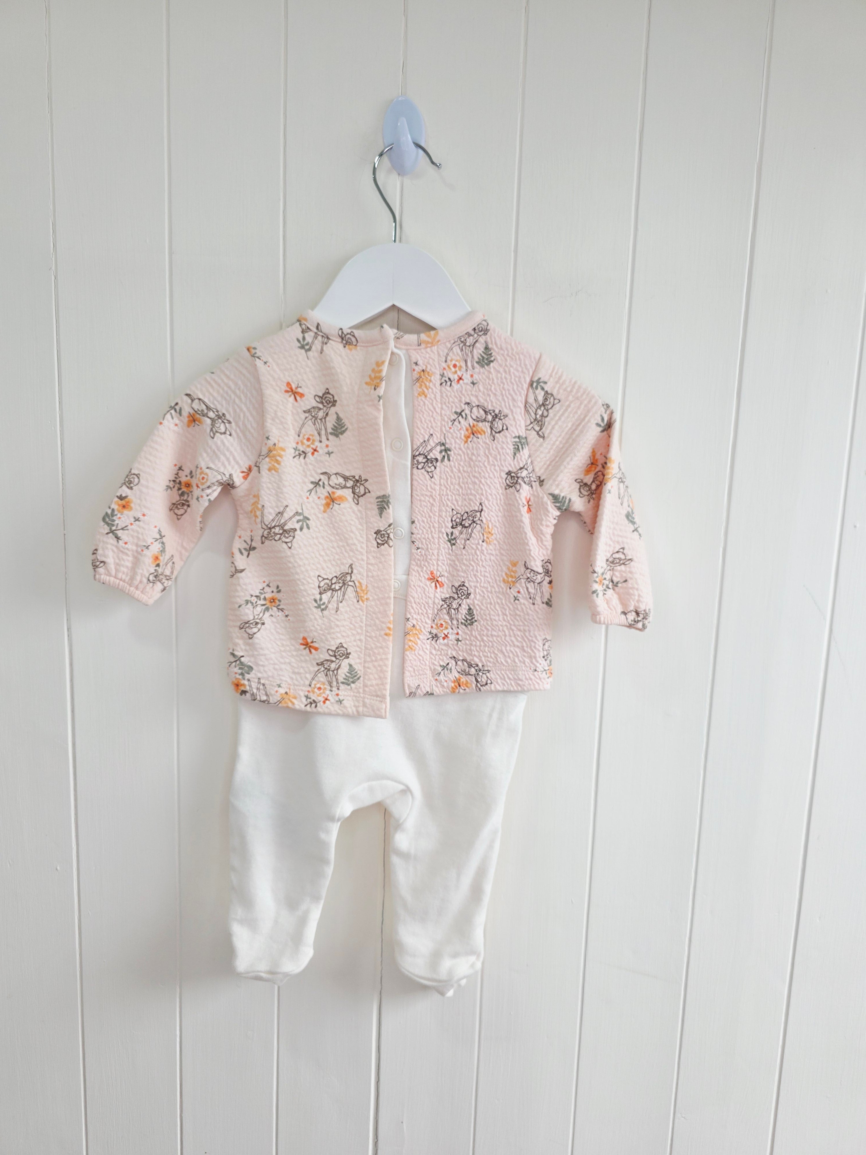 Disney bambi - 0-3 months sleepsuit/footed romper with integrated top