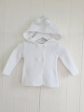 Primark - 0-3 months unisex plain white knit hooded jacket