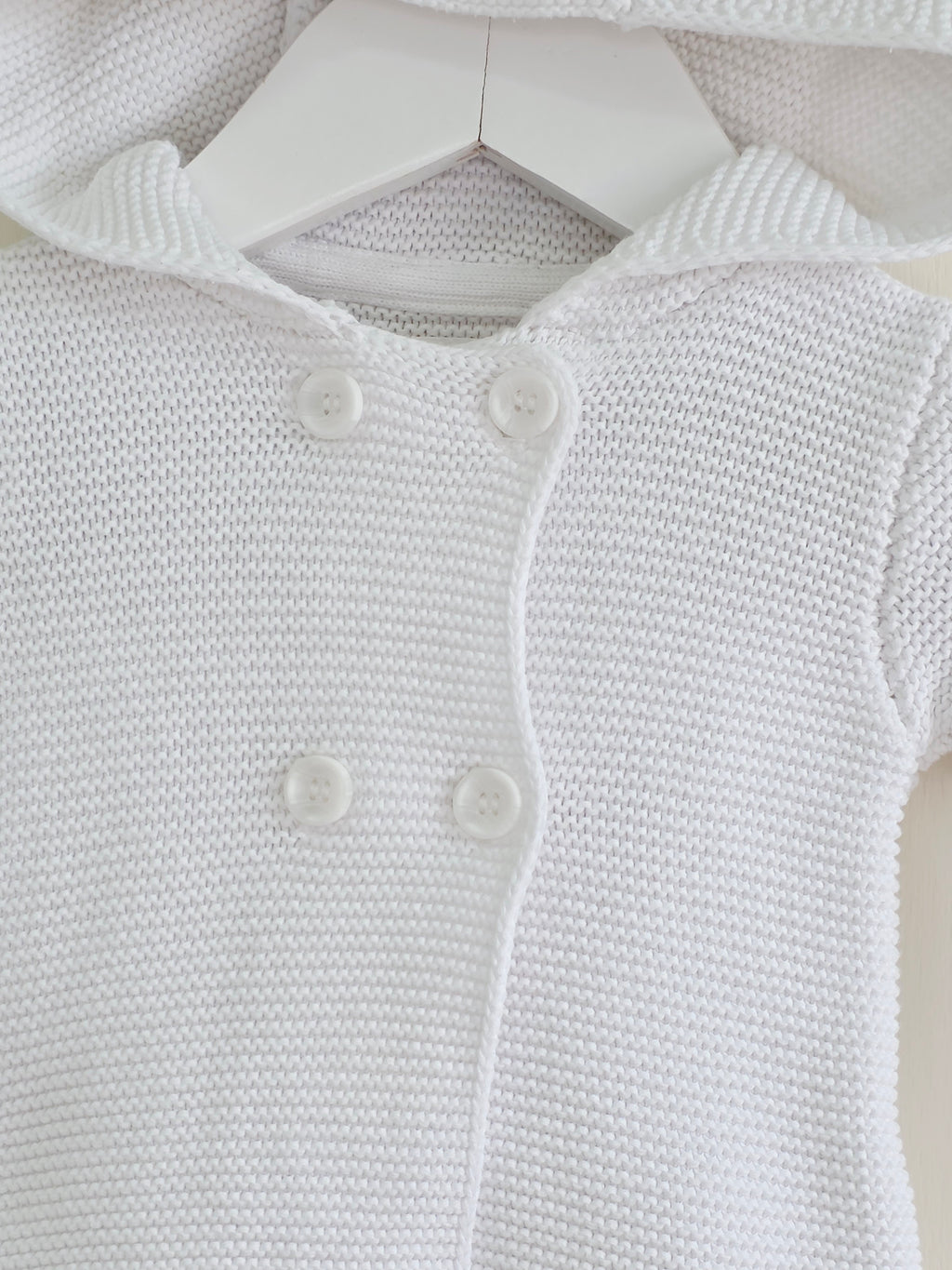 Primark - 0-3 months unisex plain white knit hooded jacket