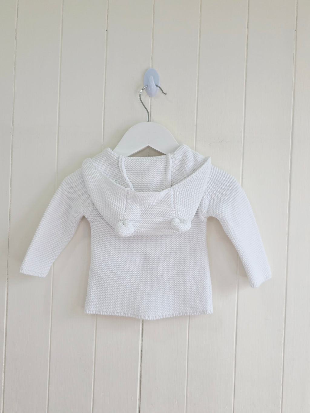 Primark - 0-3 months unisex plain white knit hooded jacket