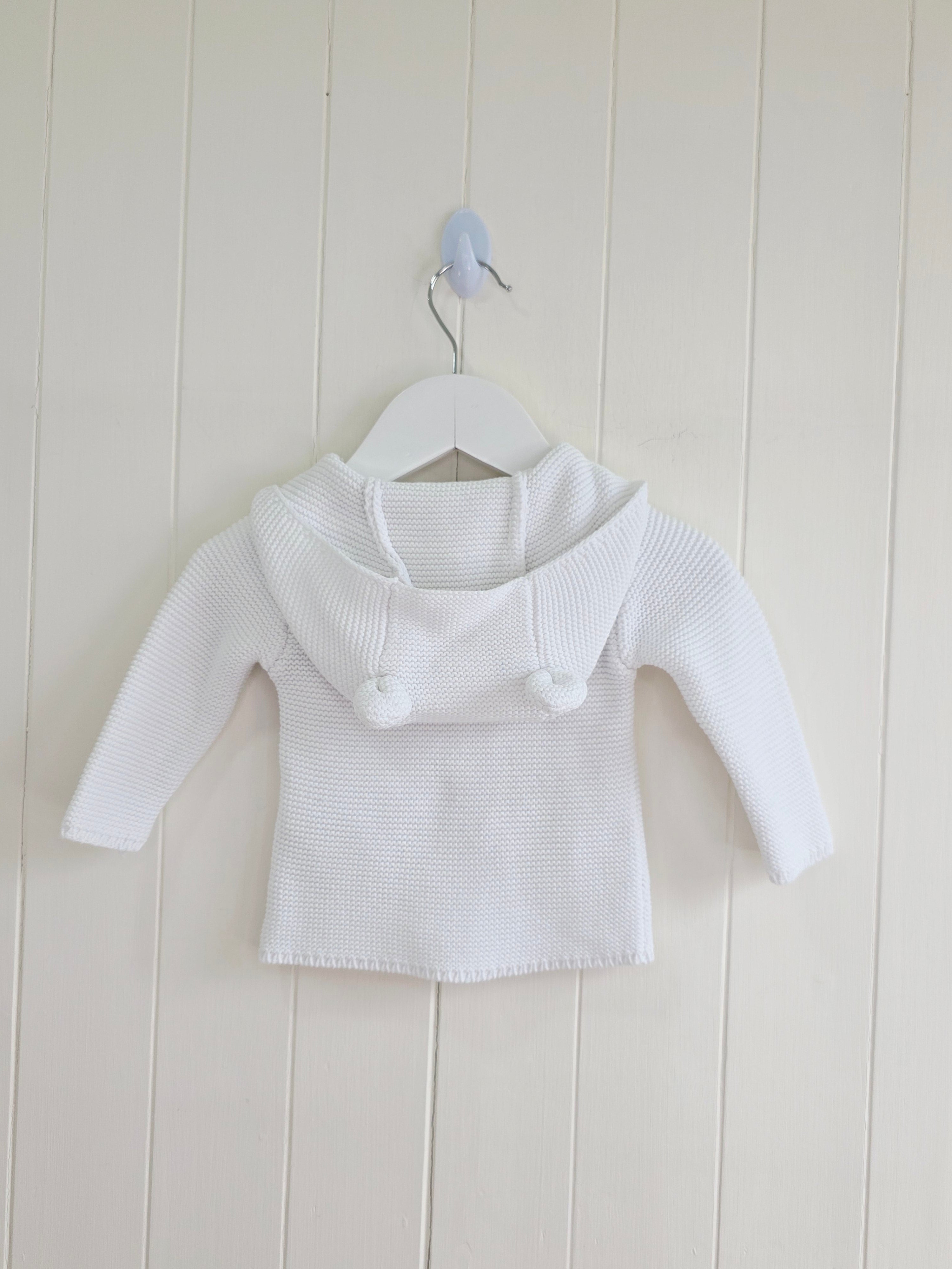 Primark - 0-3 months unisex plain white knit hooded jacket