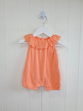 Primark - 0-3 months coral romper with a frilled neckline and easy popper fastening