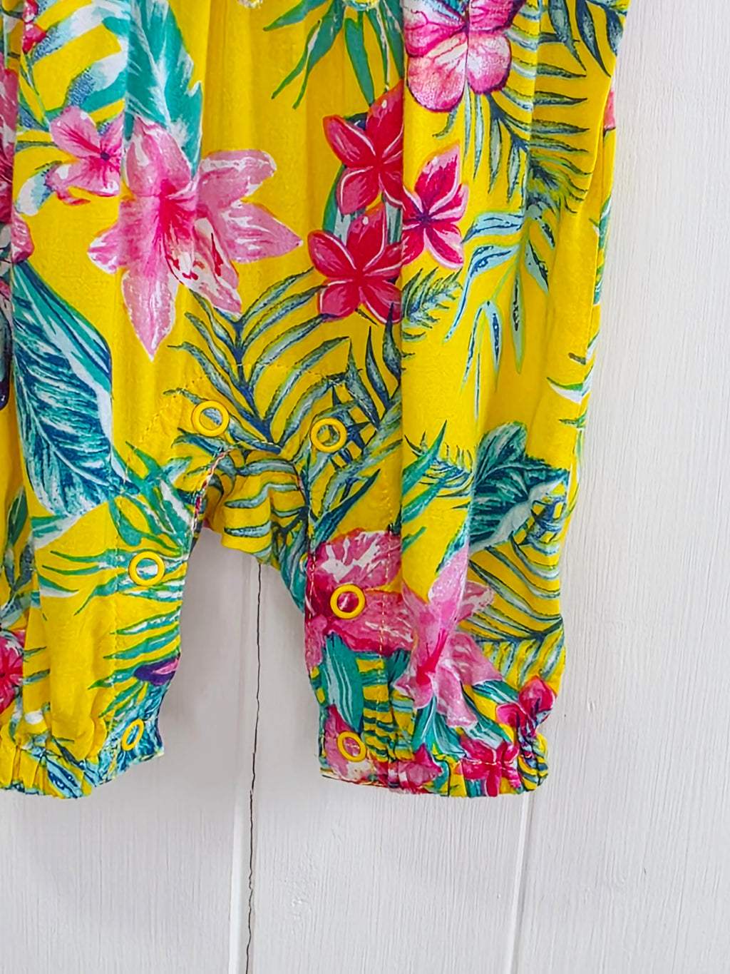 Primark - 0-3 months tropical flowers print yellow jumsuit