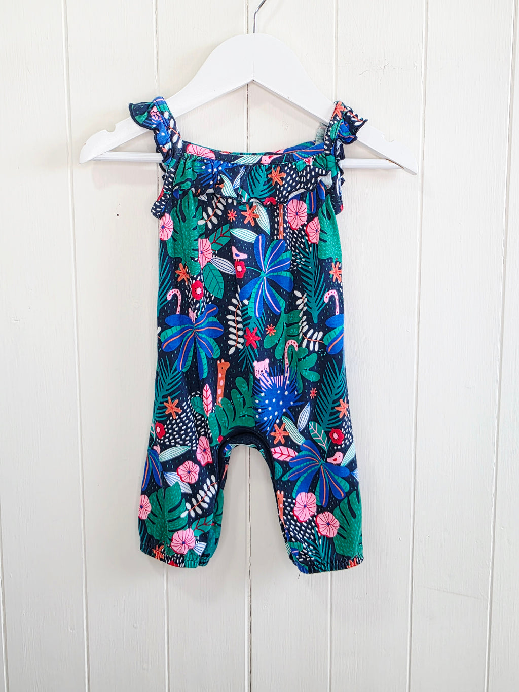 F&F - Up to 3 months tropical leaves print romper
