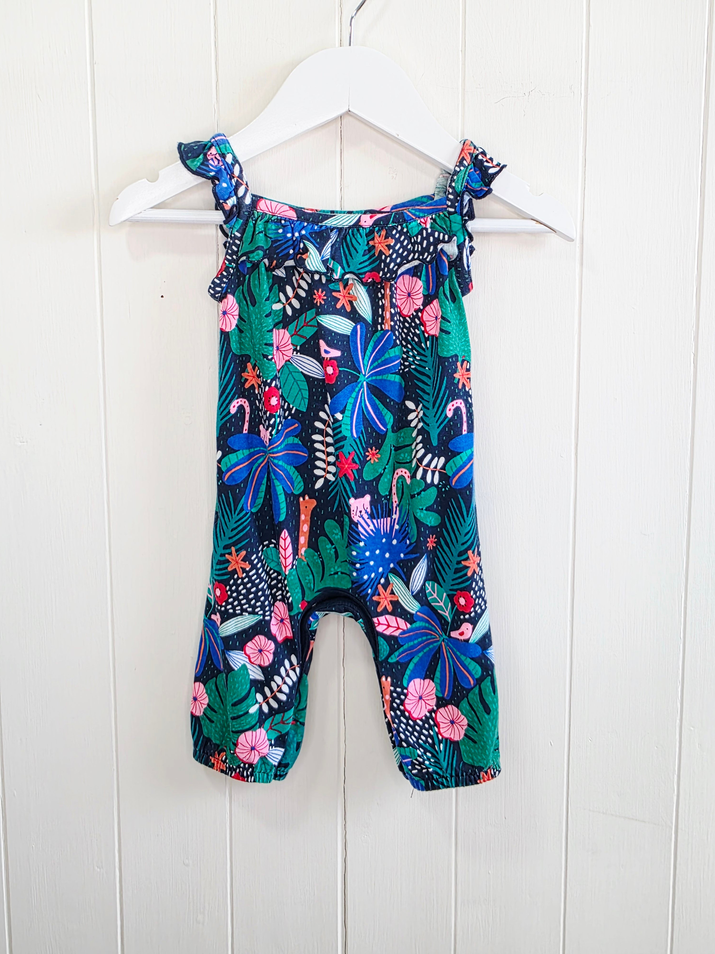 F&F - Up to 3 months tropical leaves print romper
