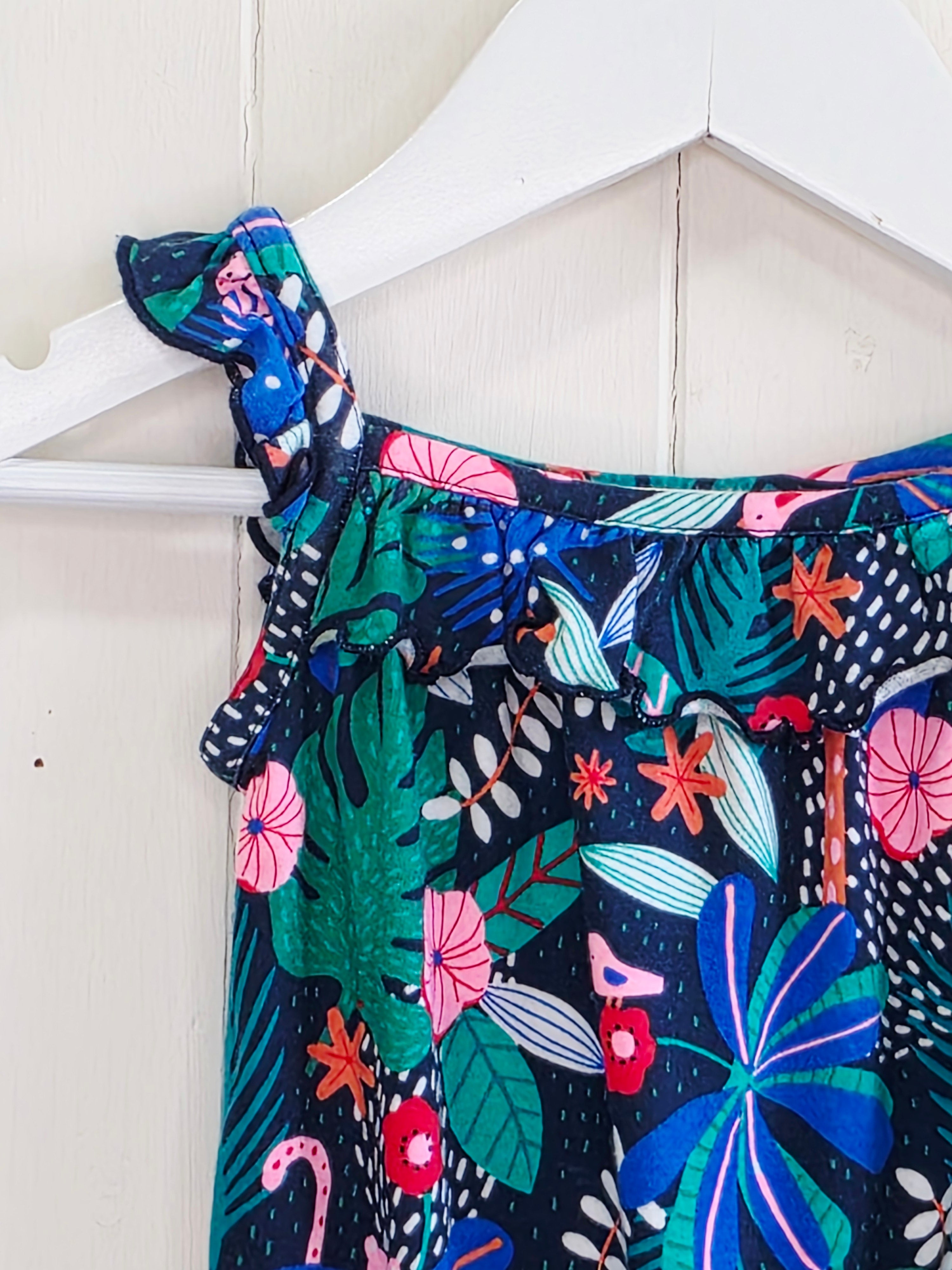 F&F - Up to 3 months tropical leaves print romper
