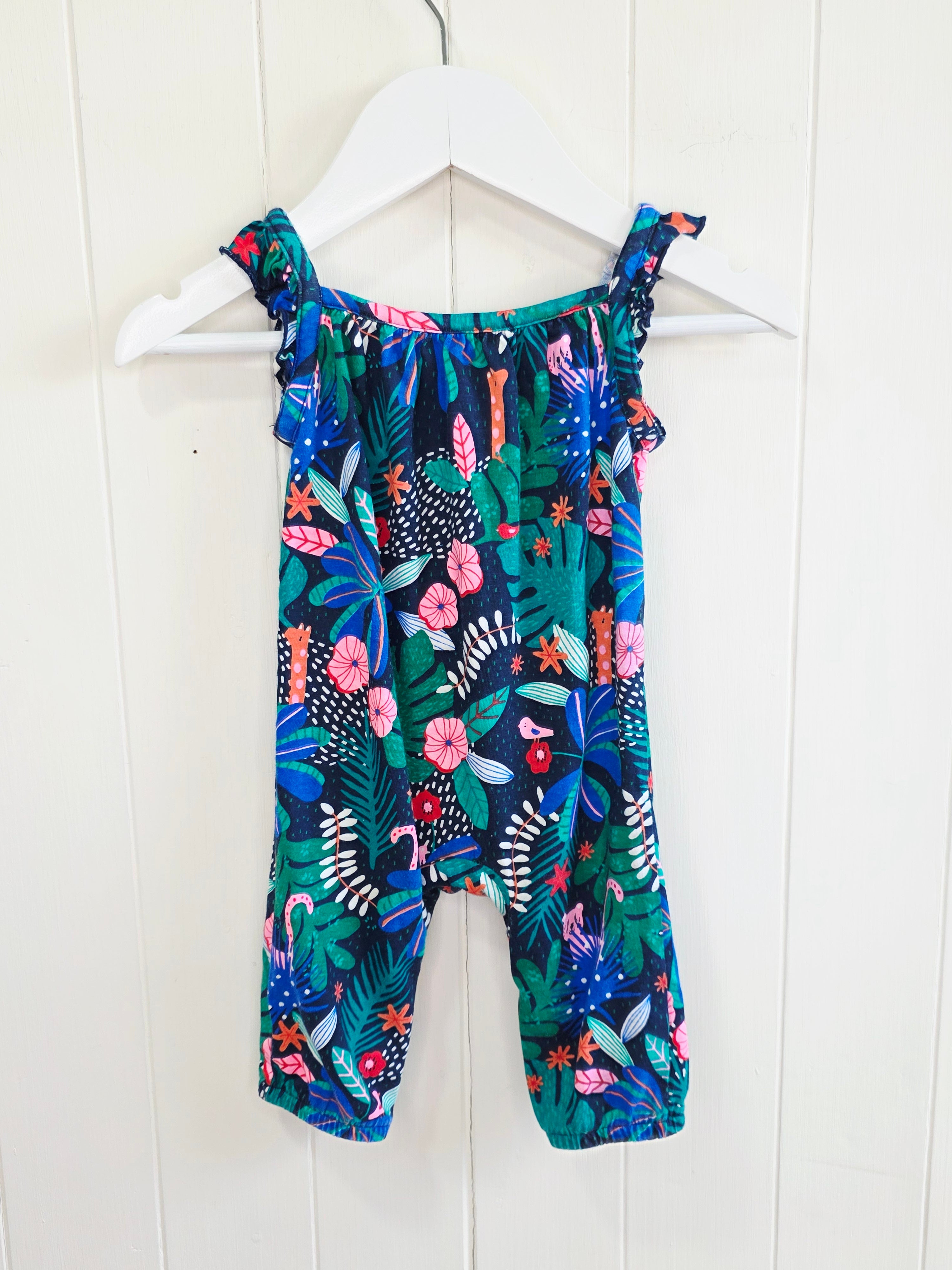 F&F - Up to 3 months tropical leaves print romper