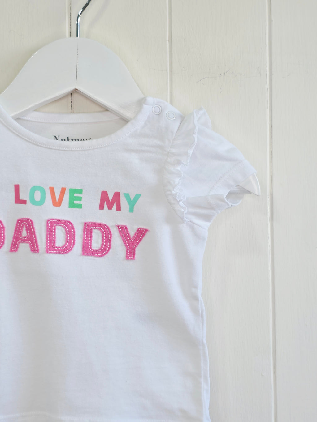 Nutmeg - 0-3 months baby girls "I Love My Daddy" white t-shirt