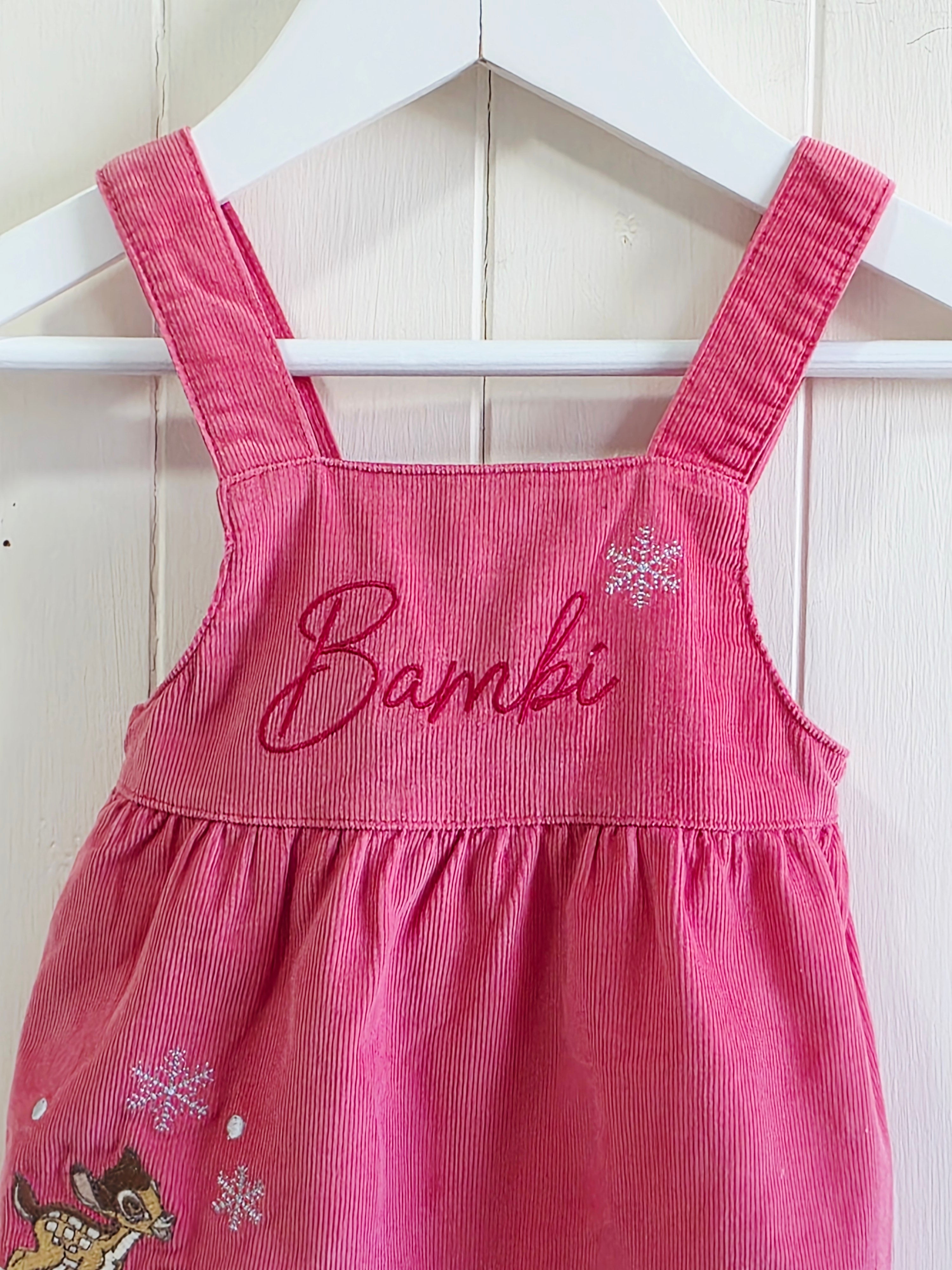 Disney bambi at George - 0-3 months corduroy pinafore dress featuring embroidered bambi