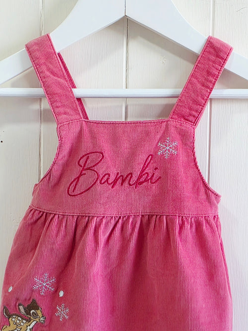 Disney bambi at George - 0-3 months corduroy pinafore dress featuring embroidered bambi