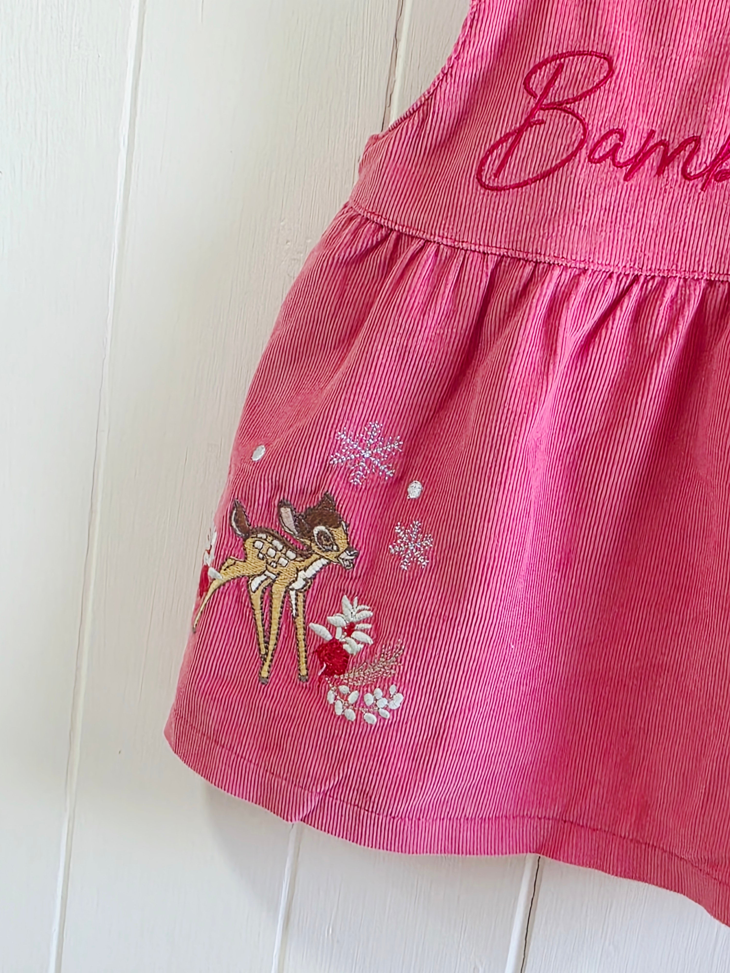 Disney bambi at George - 0-3 months corduroy pinafore dress featuring embroidered bambi