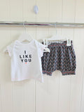 Next - up to 3 months "I love you" white t-shirt and multicoloured shorts set