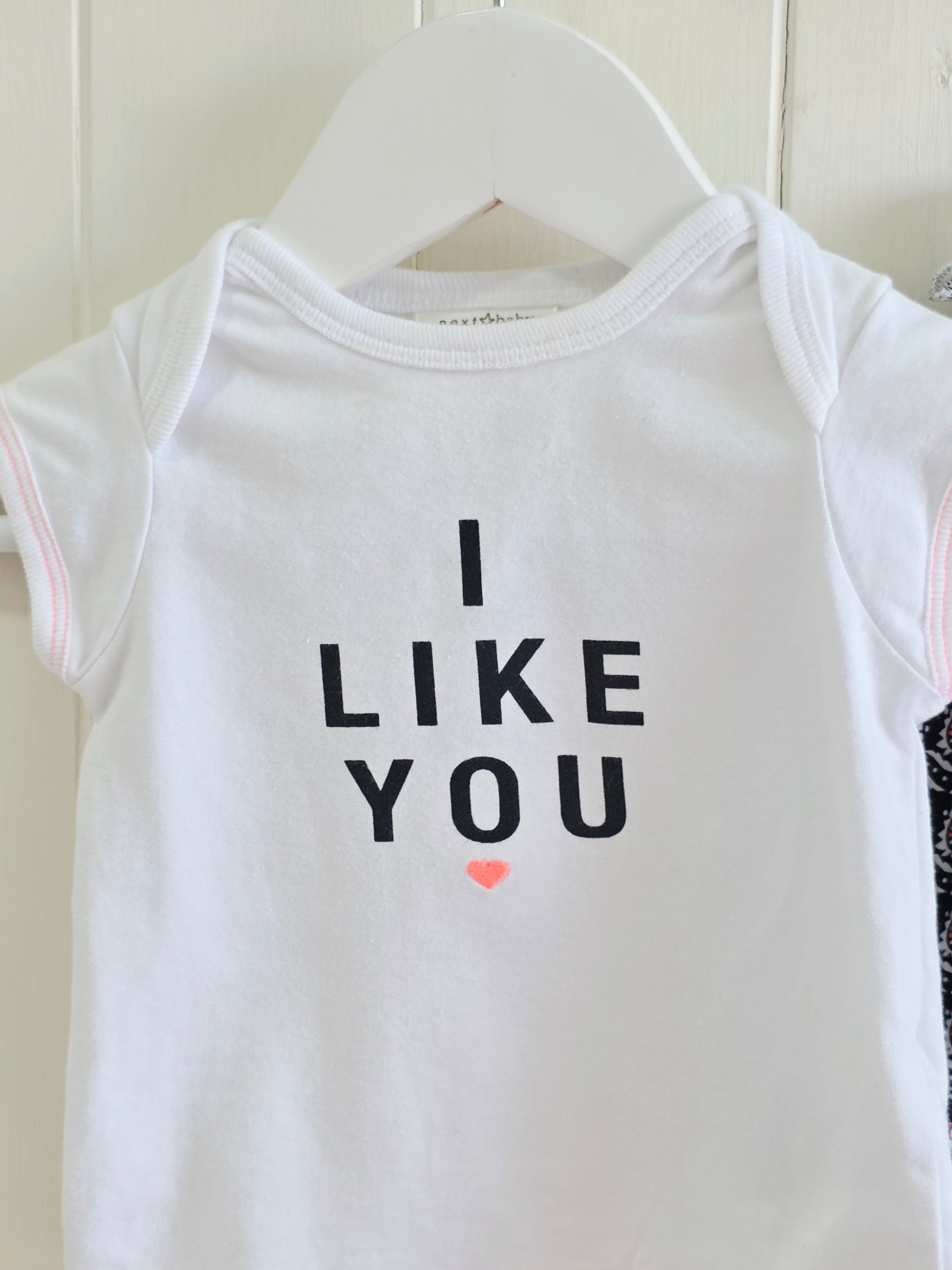 Next - up to 3 months "I love you" white t-shirt and multicoloured shorts set