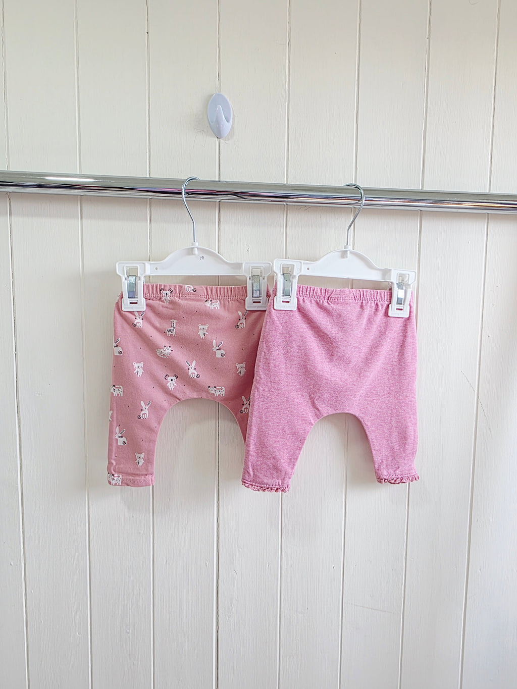 Next - up to 3 months baby girls plain pink and pink animal printed harem style leggings