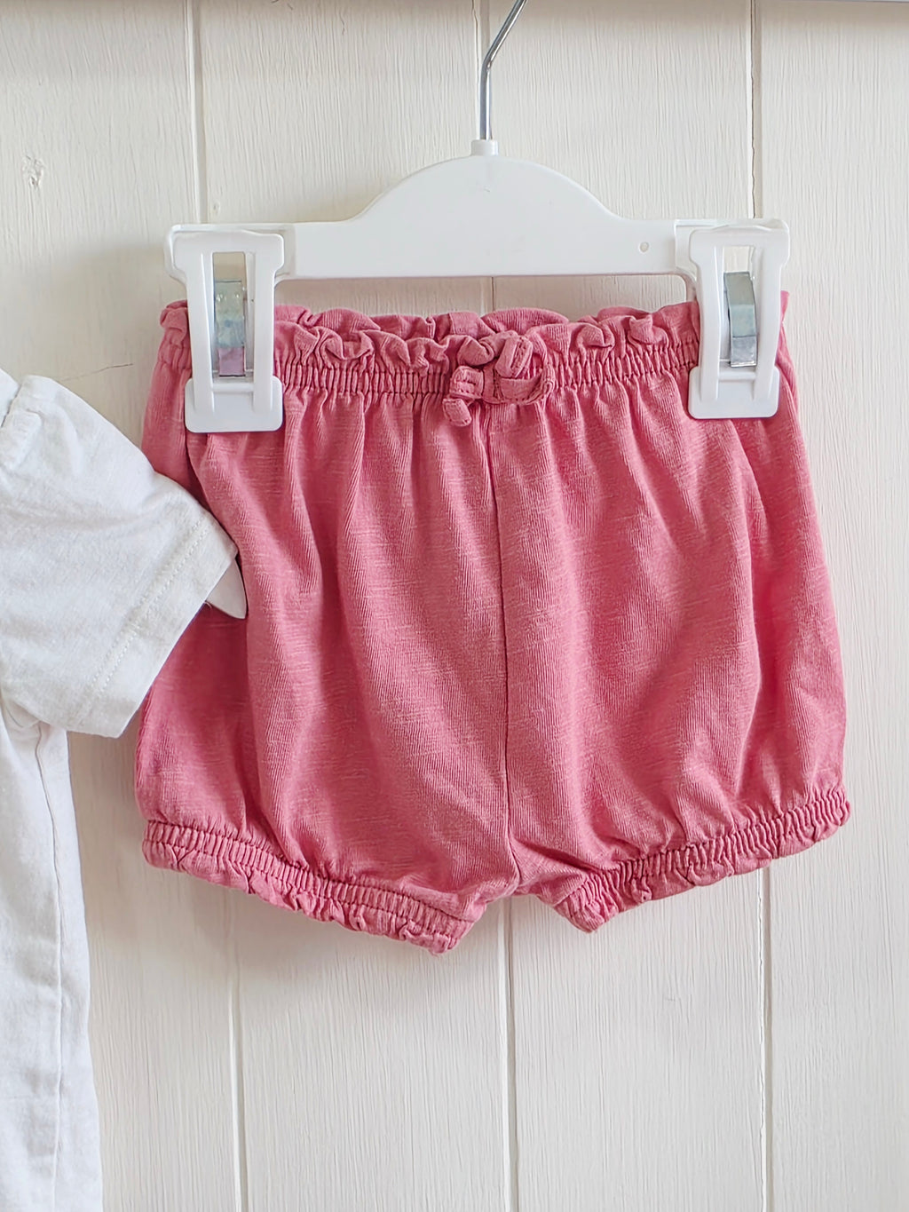 TU - 0-3 months girls white cherry print t-shirt and pink shorts set