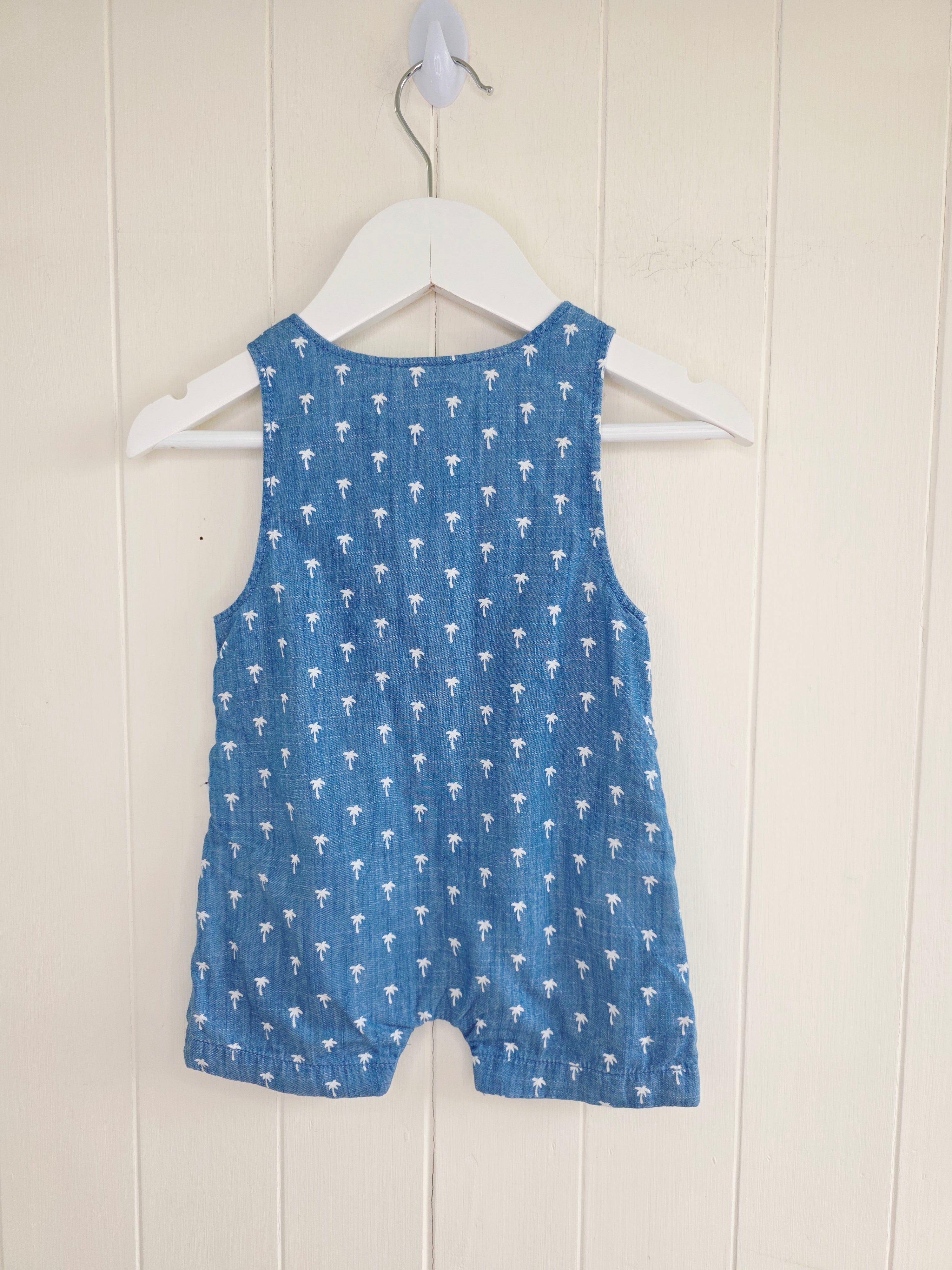 Disney Stitch - 0-3 months denim look sleeveless romper featuring Stitch motif