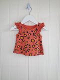 Next - 3-6 months coral patterned cotton sleeveless top with frill details