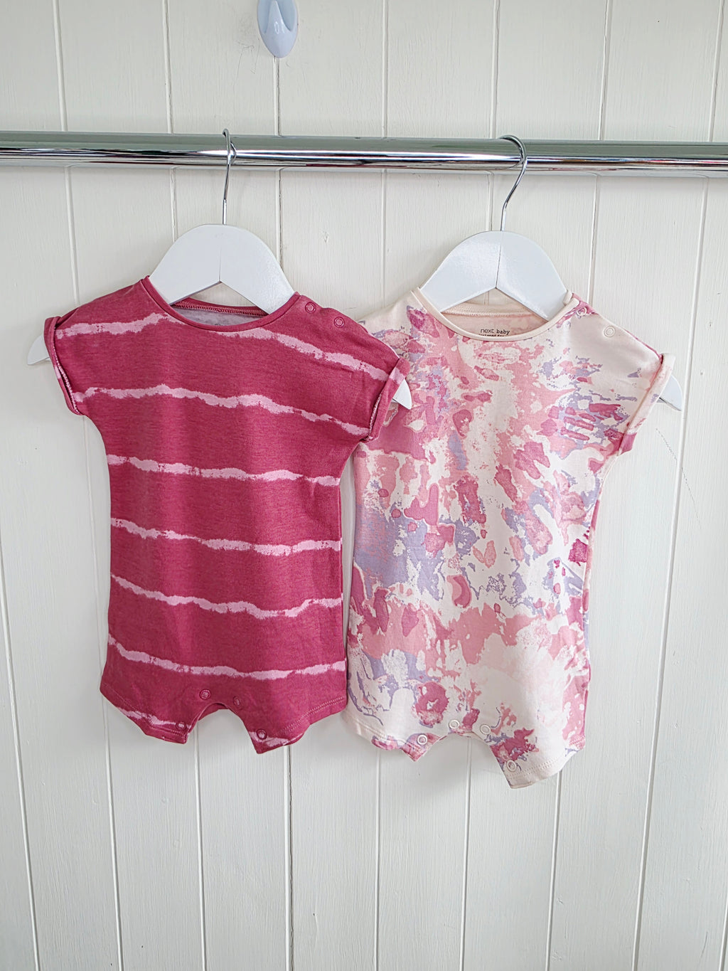 Next - up to 3 months tie-dye rompers set