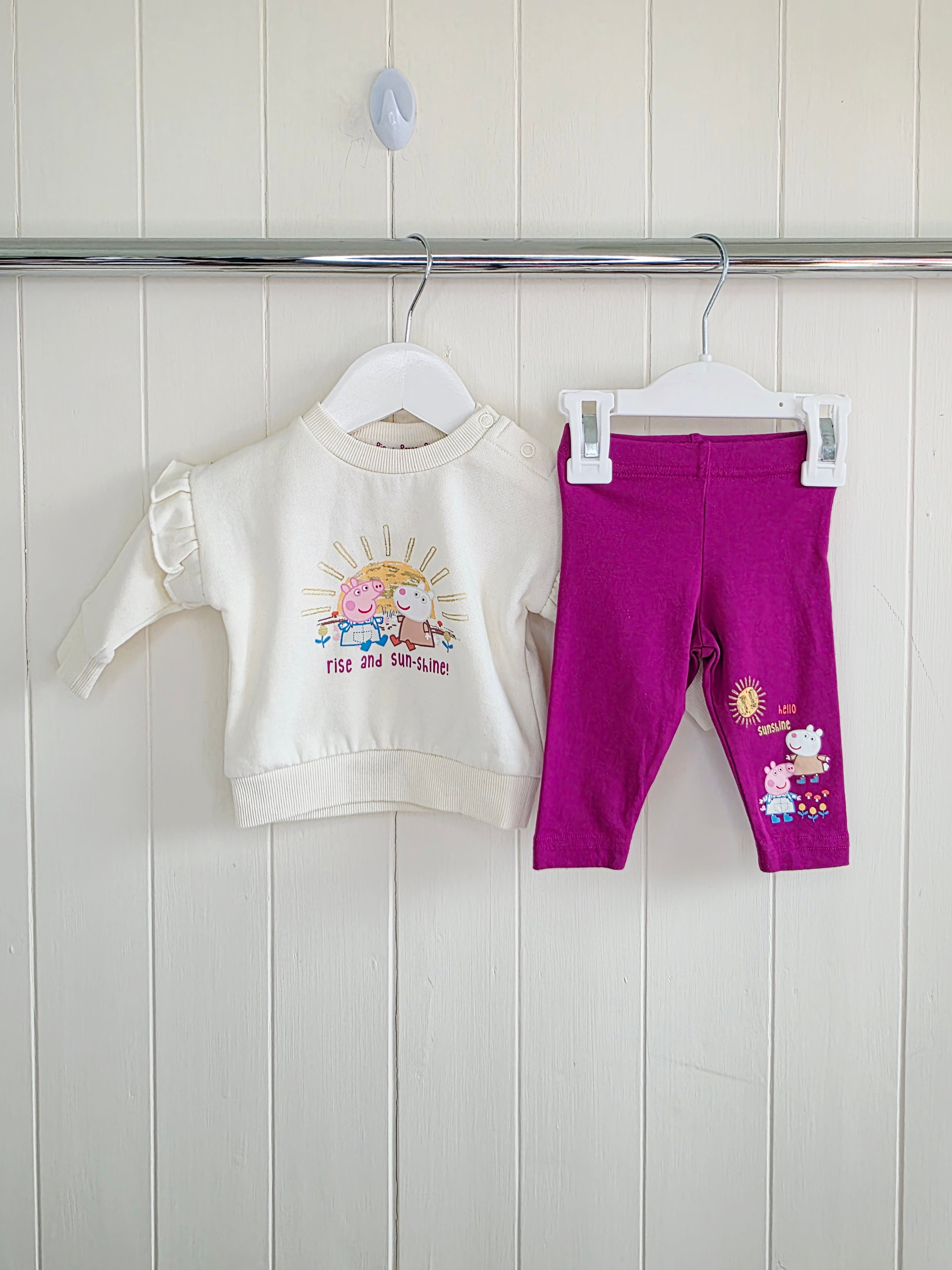 Peppa Pig at Primark - 0-3 months girls cream jumper and purple leggings set