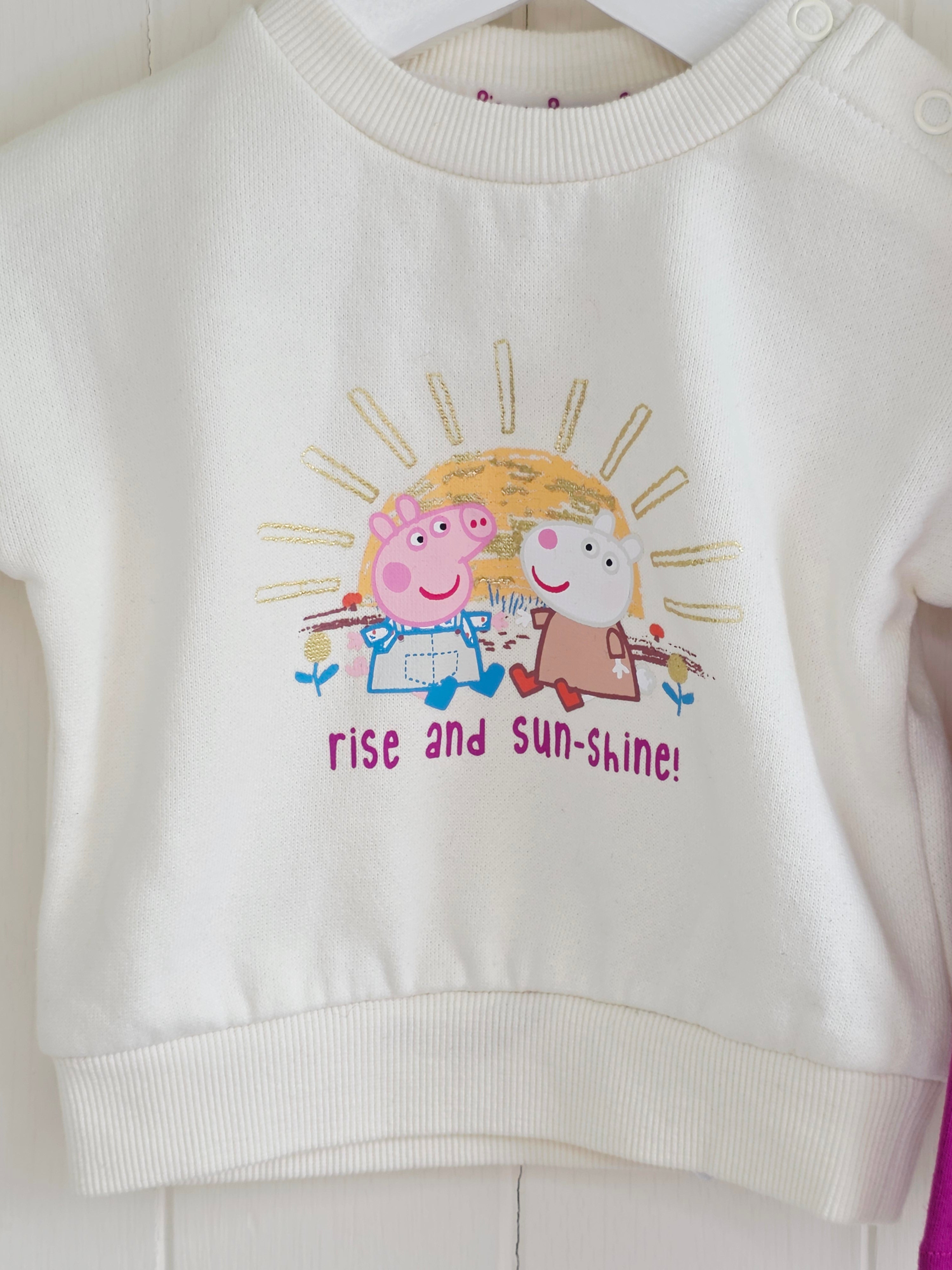 Peppa Pig at Primark - 0-3 months girls cream jumper and purple leggings set