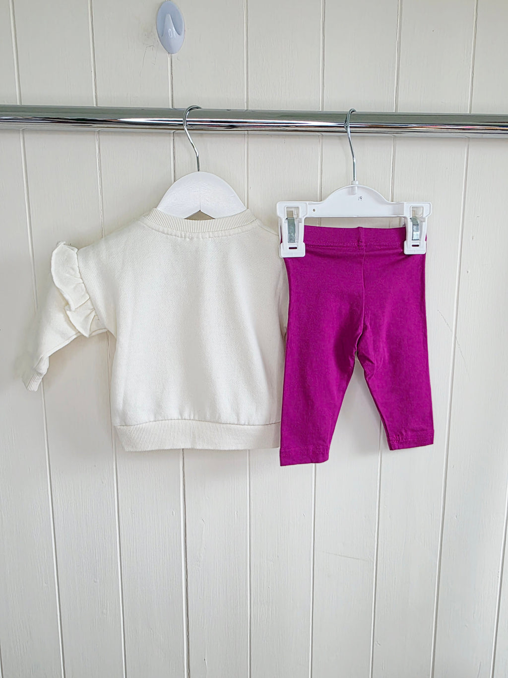 Peppa Pig at Primark - 0-3 months girls cream jumper and purple leggings set