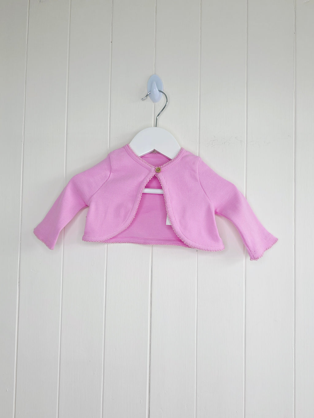 Lullaby Peacocks - 0-3 months girls pink one button bolero