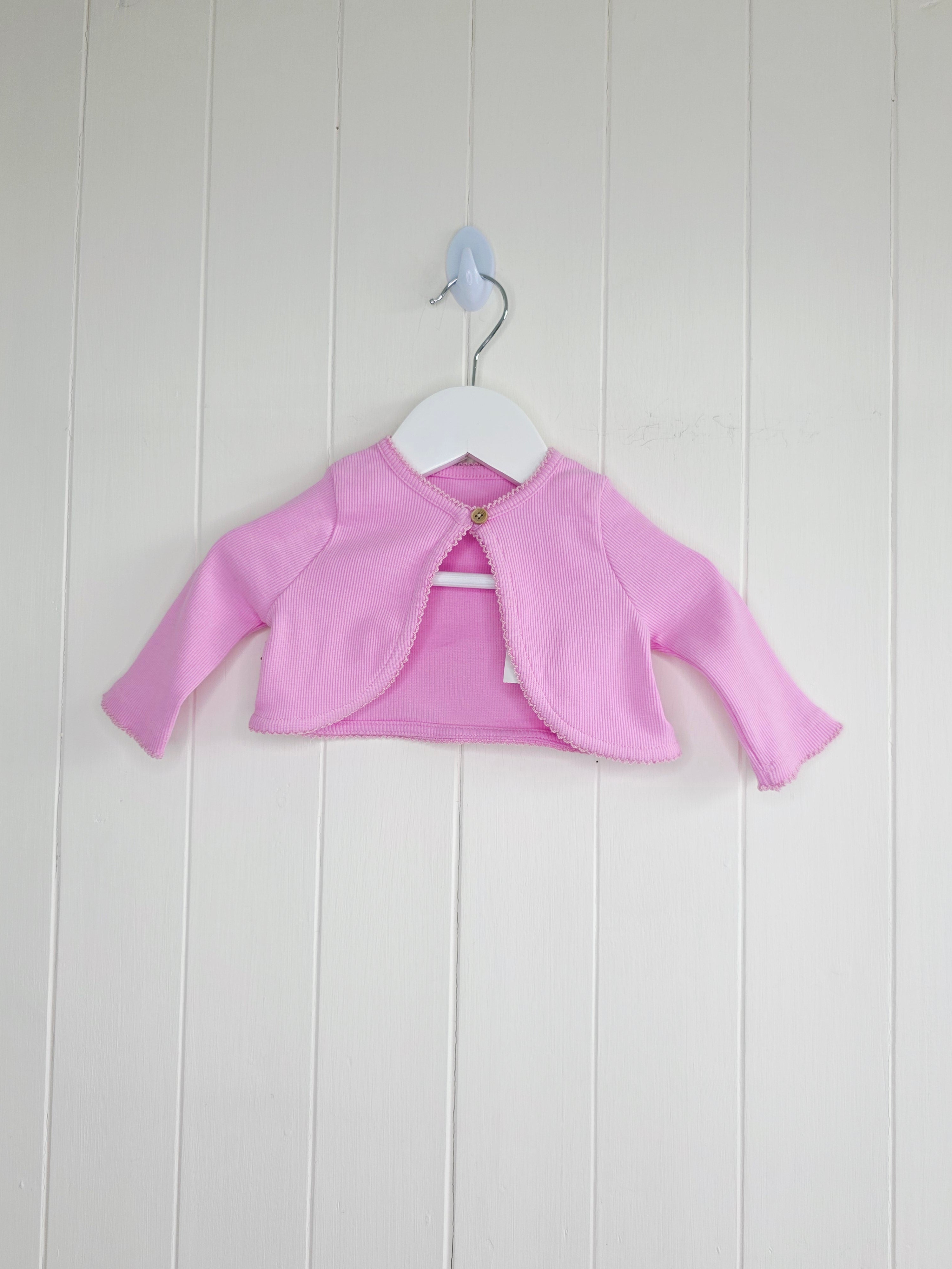 Lullaby Peacocks - 0-3 months girls pink one button bolero