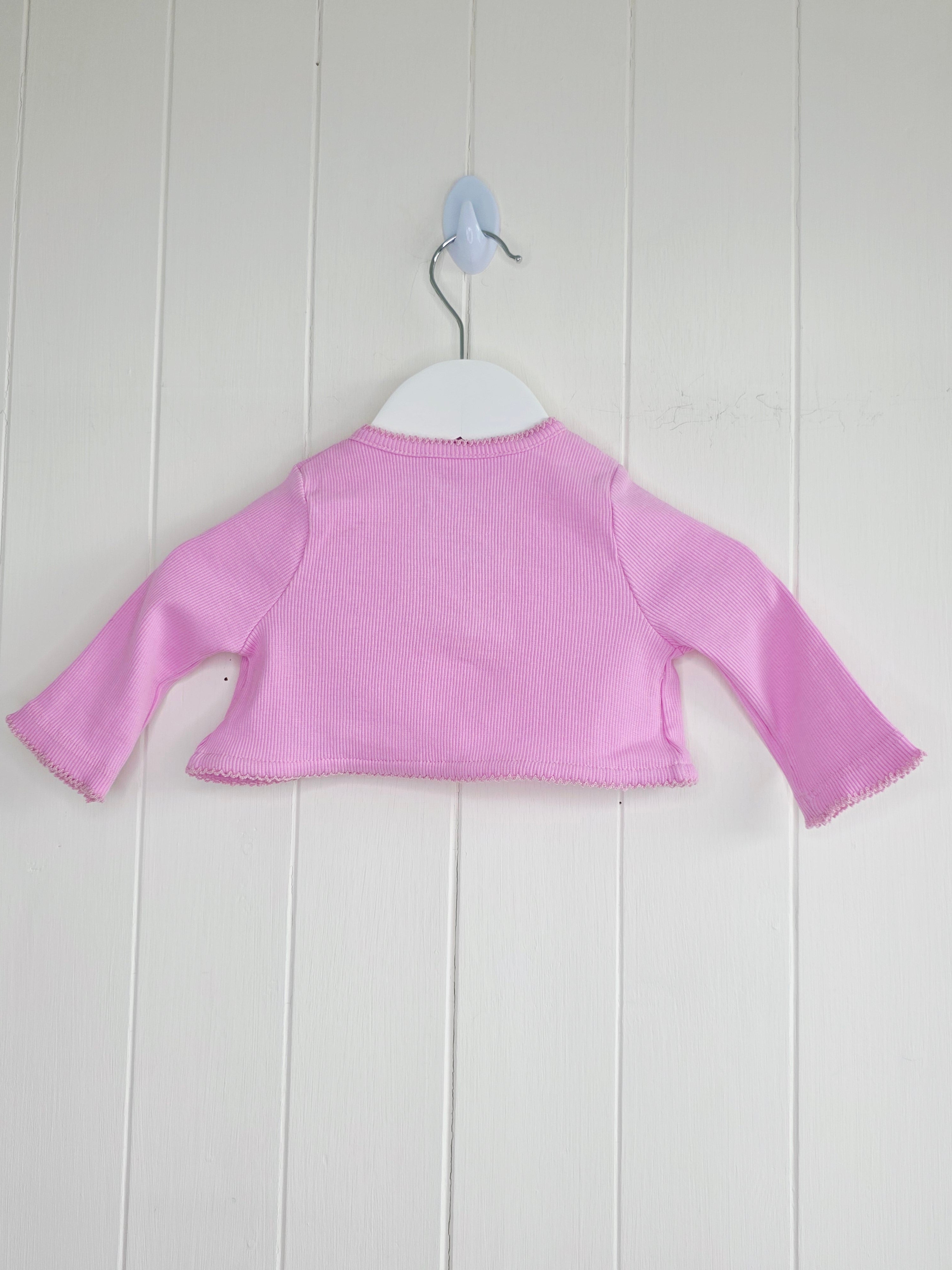 Lullaby Peacocks - 0-3 months girls pink one button bolero