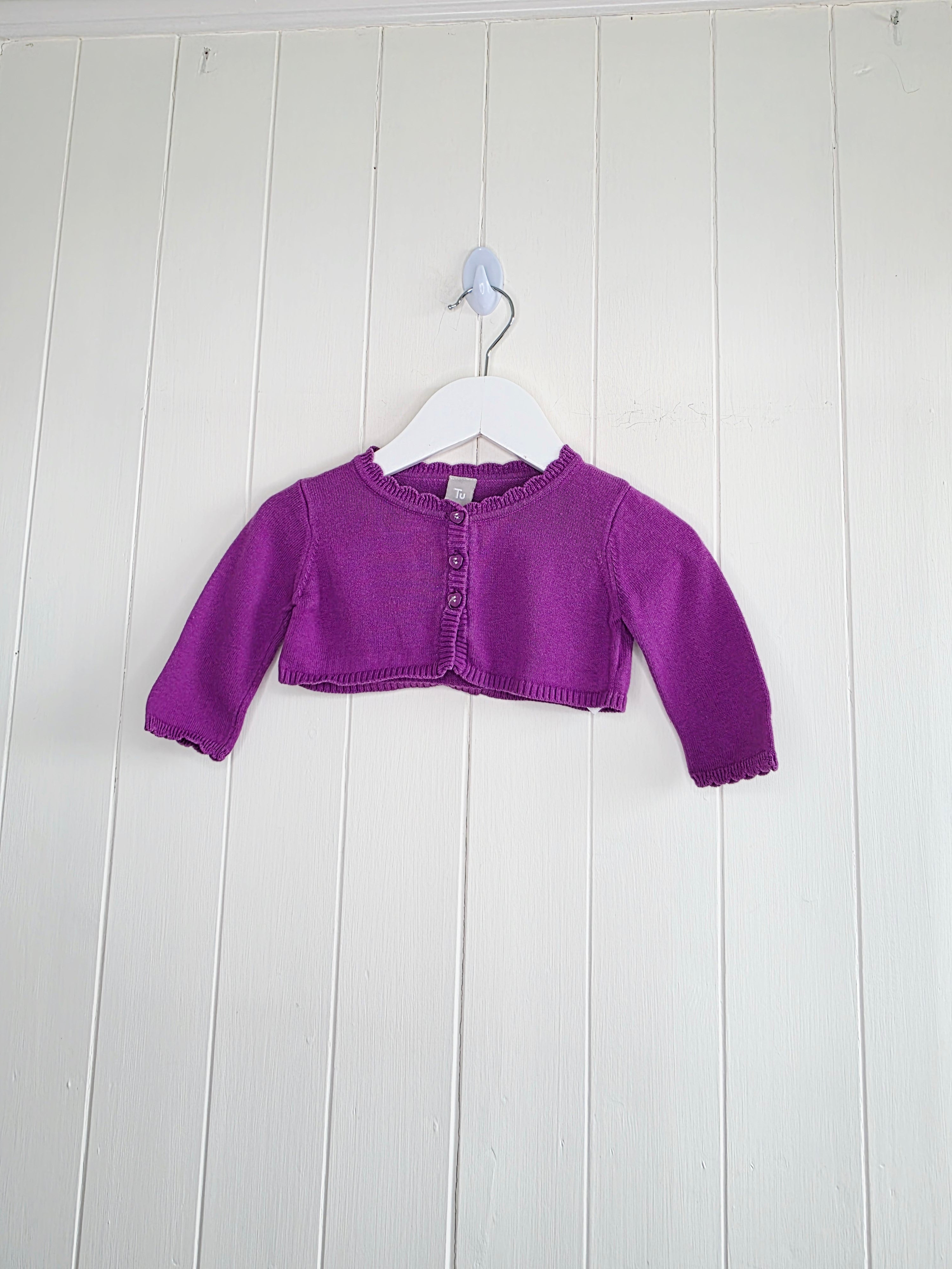 TU - up to 3 months girls purple cropped cardigan/bolero