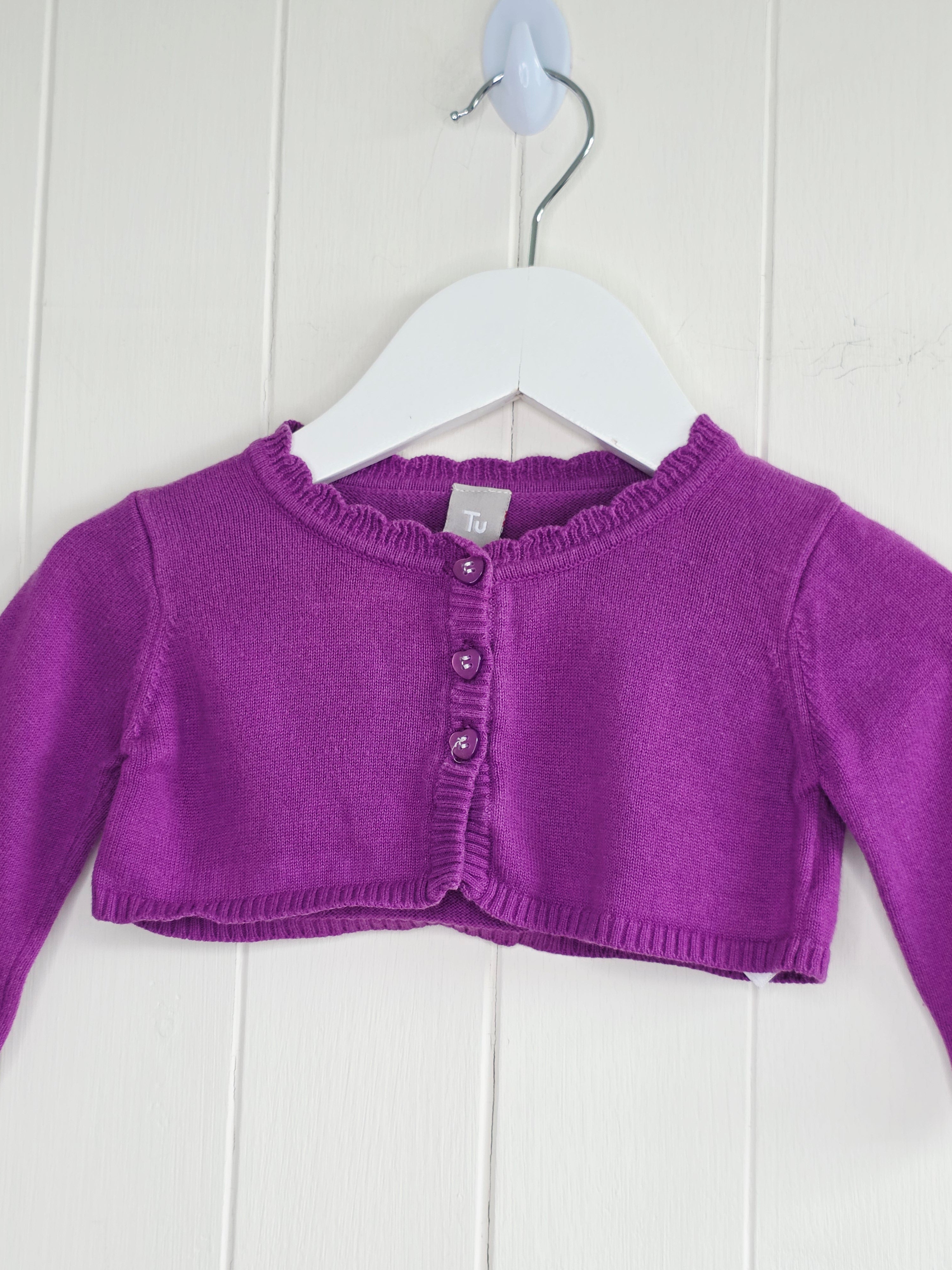 TU - up to 3 months girls purple cropped cardigan/bolero