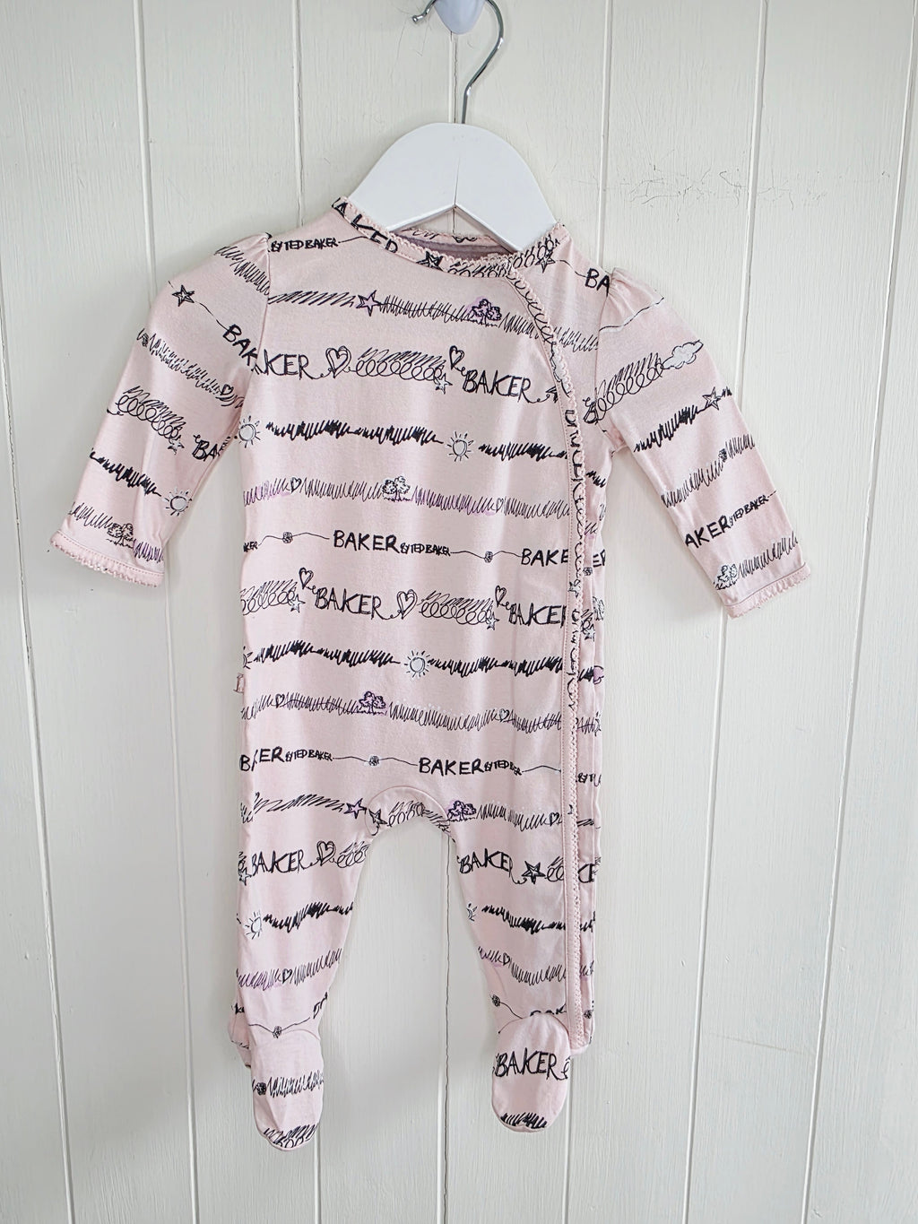 Ted Baker - 0-3 months girls pink sleepsuit and bib set