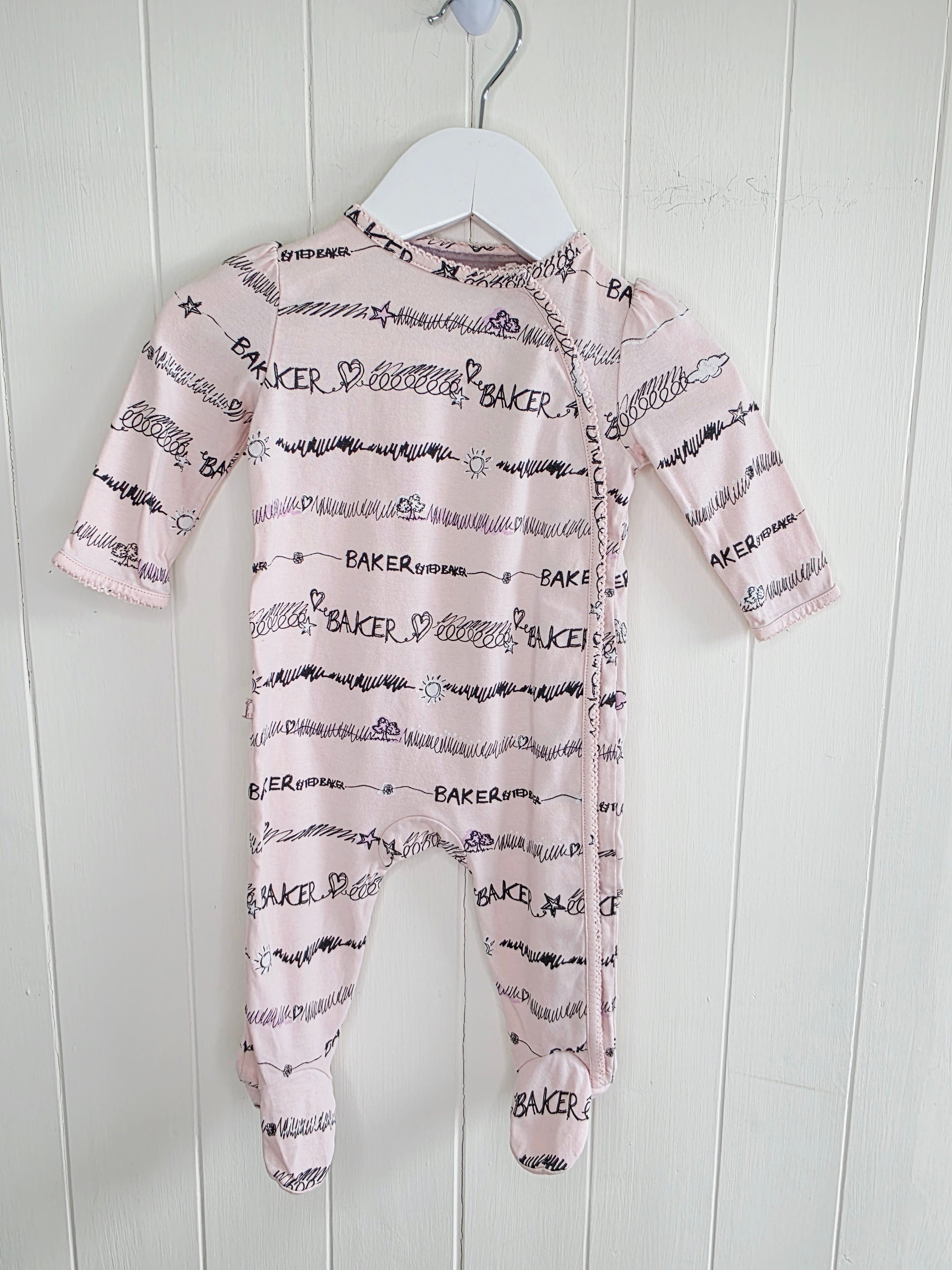 Ted Baker - 0-3 months girls pink sleepsuit and bib set