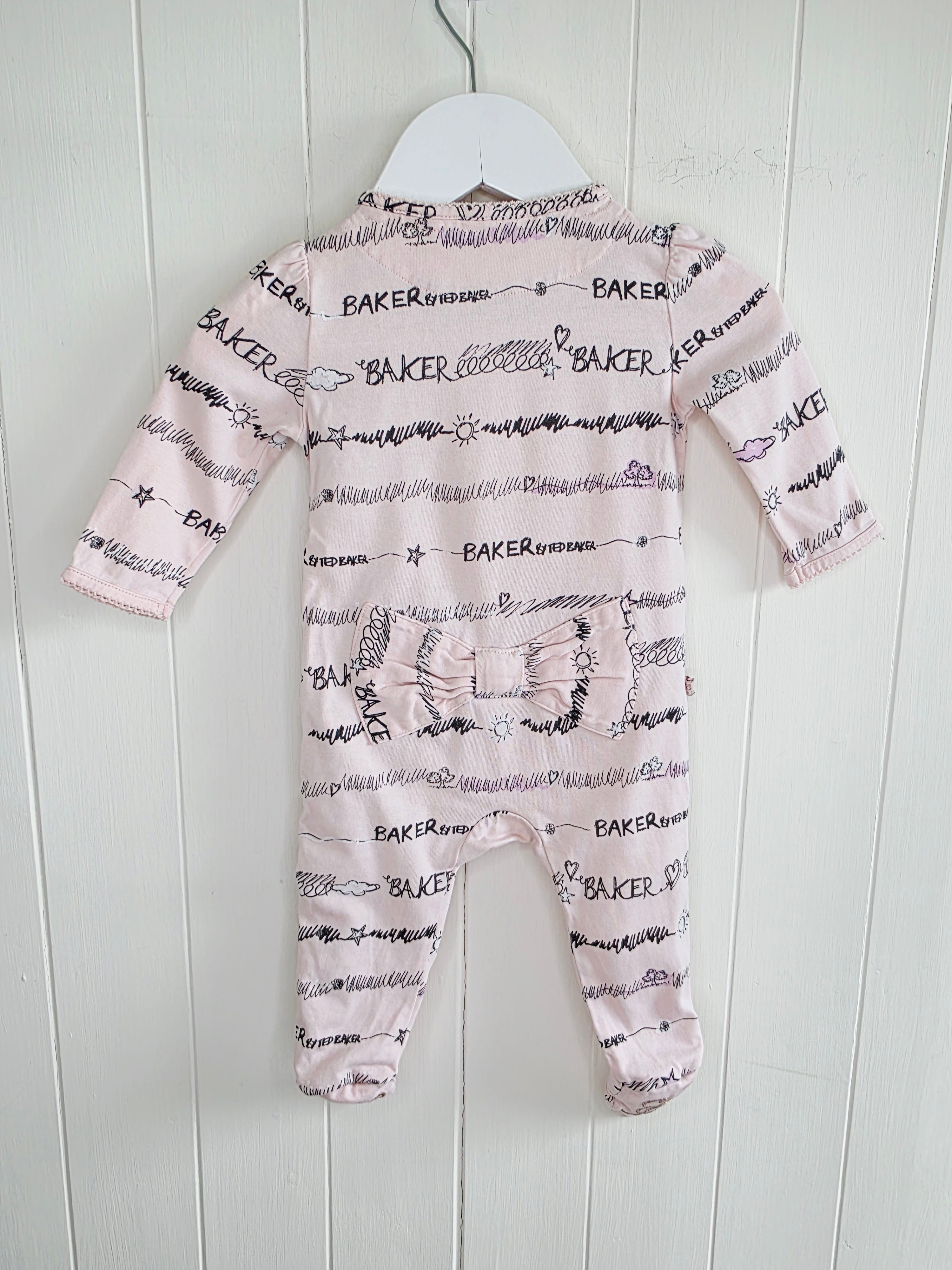 Ted Baker - 0-3 months girls pink sleepsuit and bib set