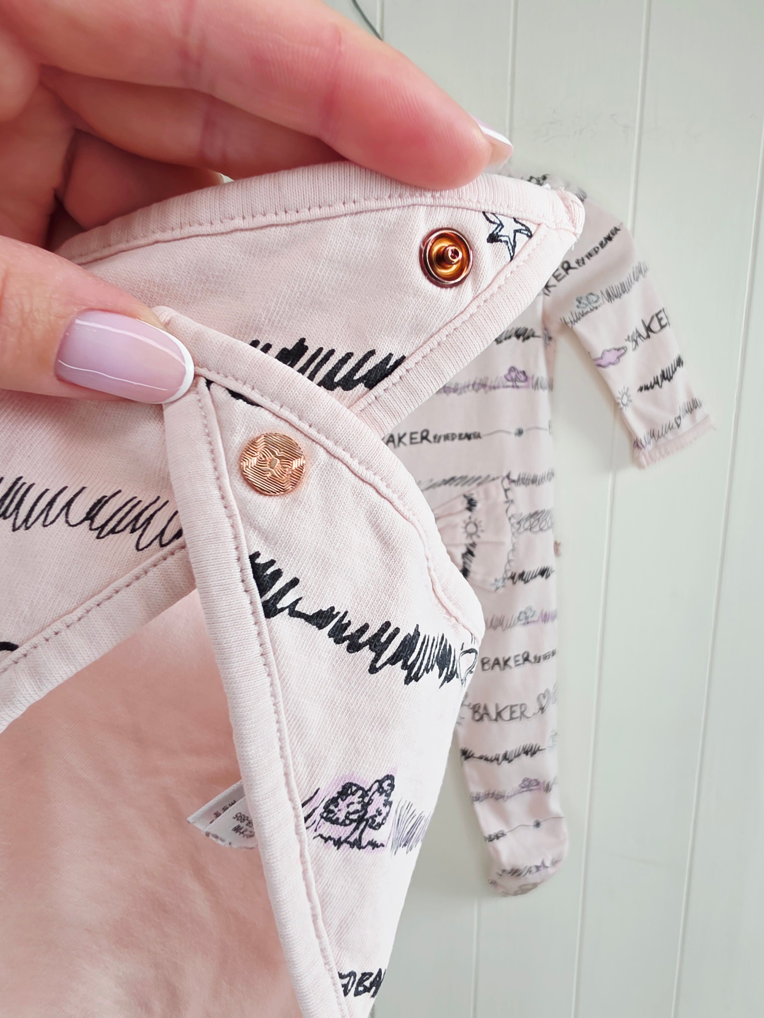 Ted Baker - 0-3 months girls pink sleepsuit and bib set