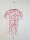 Next - up to 3 months girls pink buny print zip up sleepsuit
