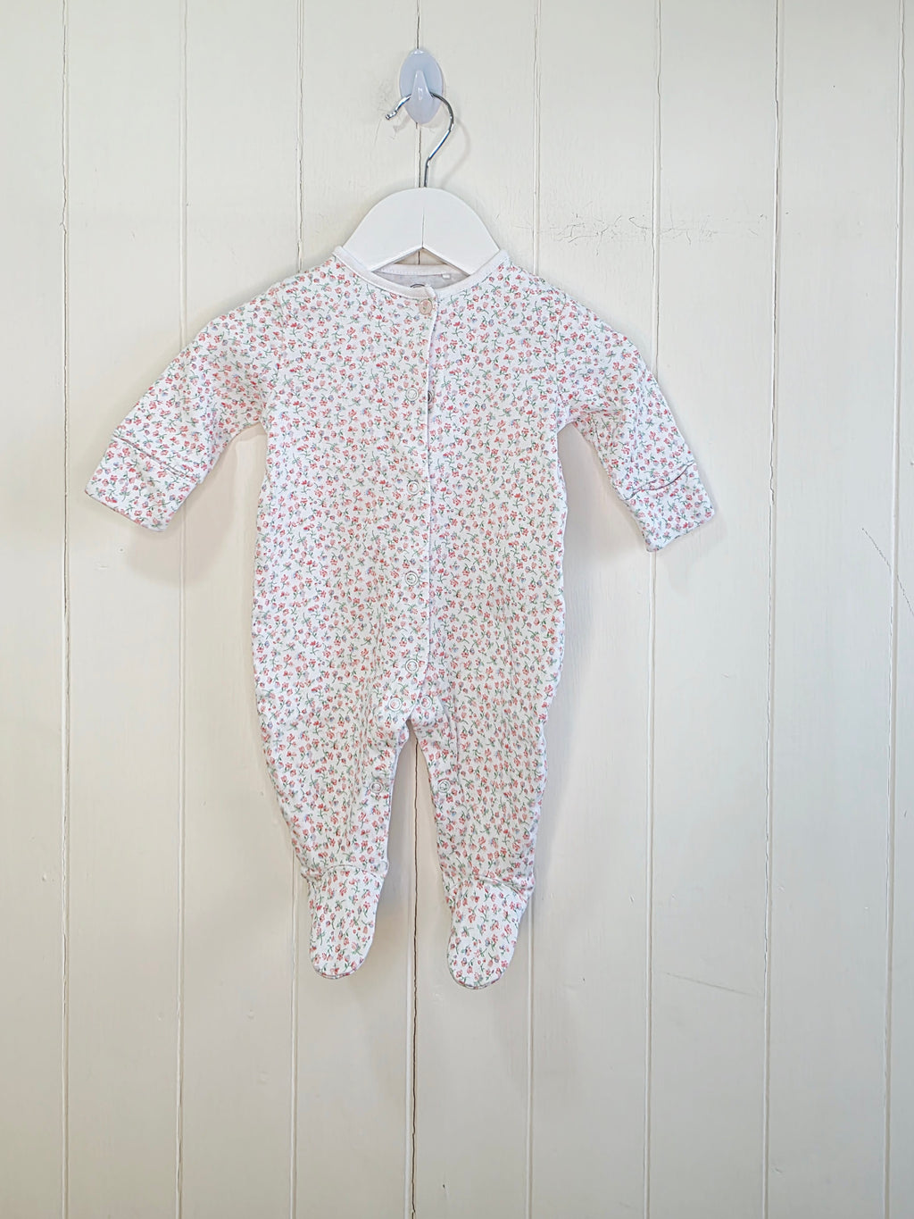 Next - up to 3 months girls white floral sleepsuit