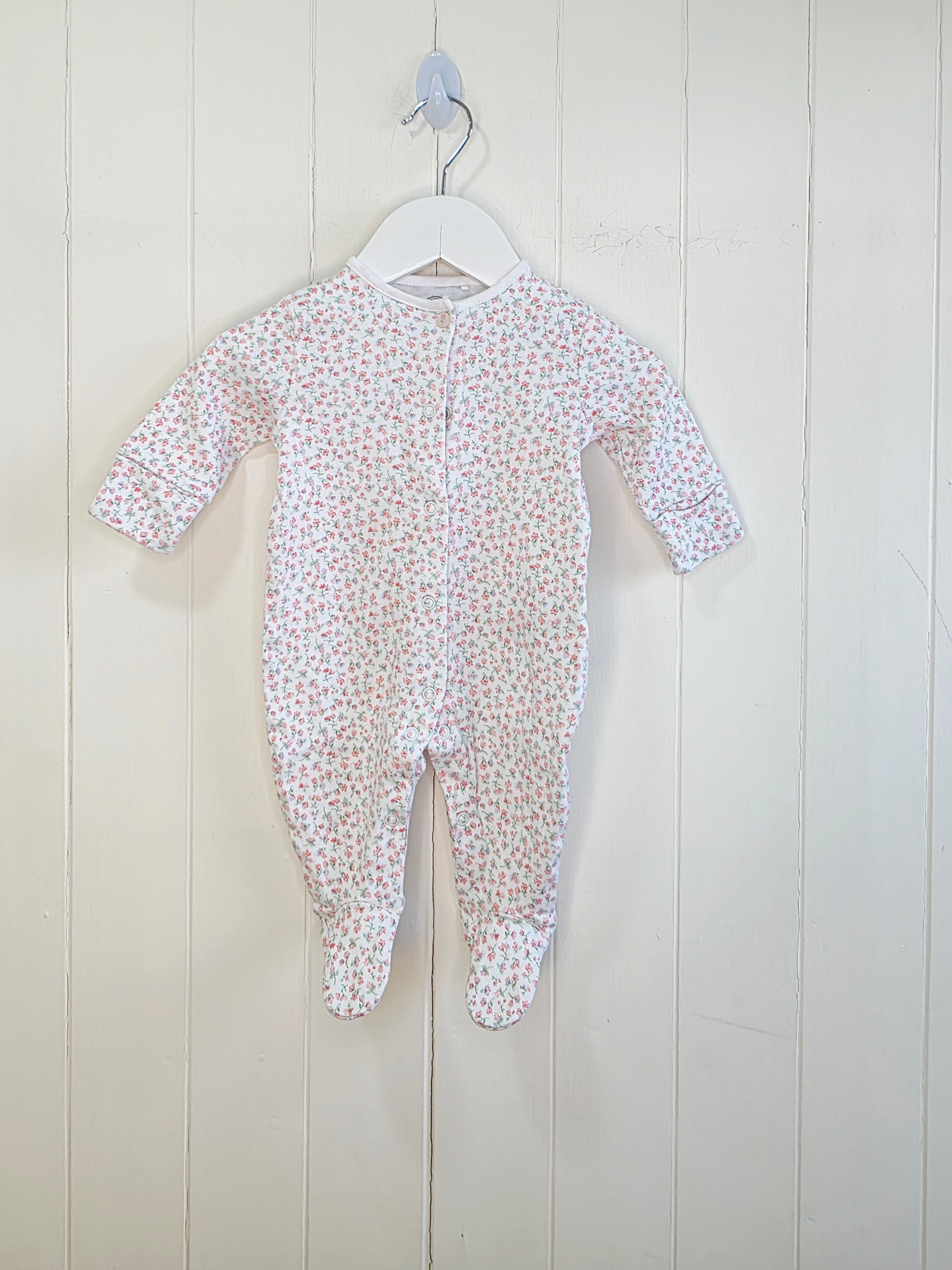 Next - up to 3 months girls white floral sleepsuit