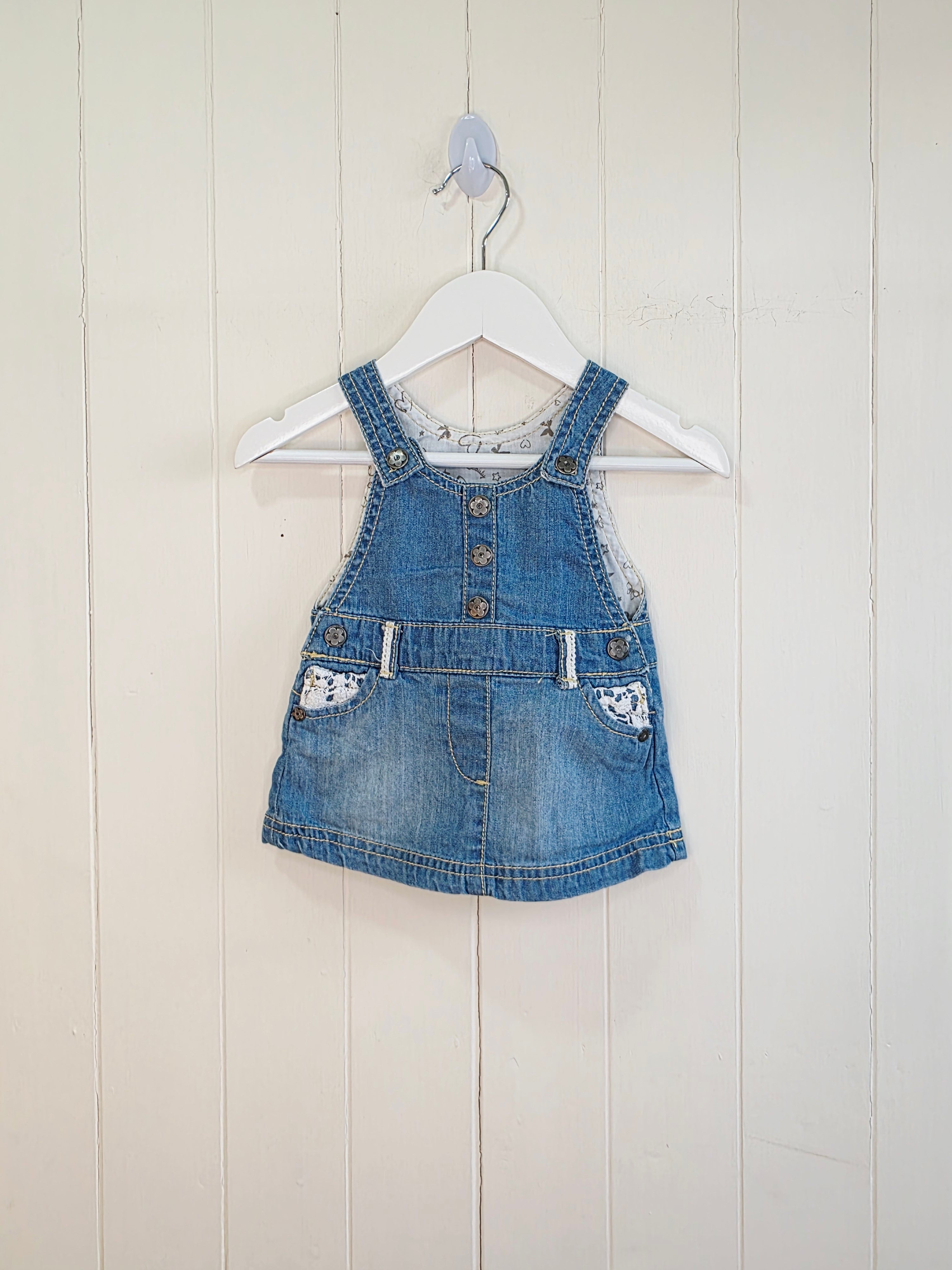 F&F - up to 3 months girls denim pinafore dress