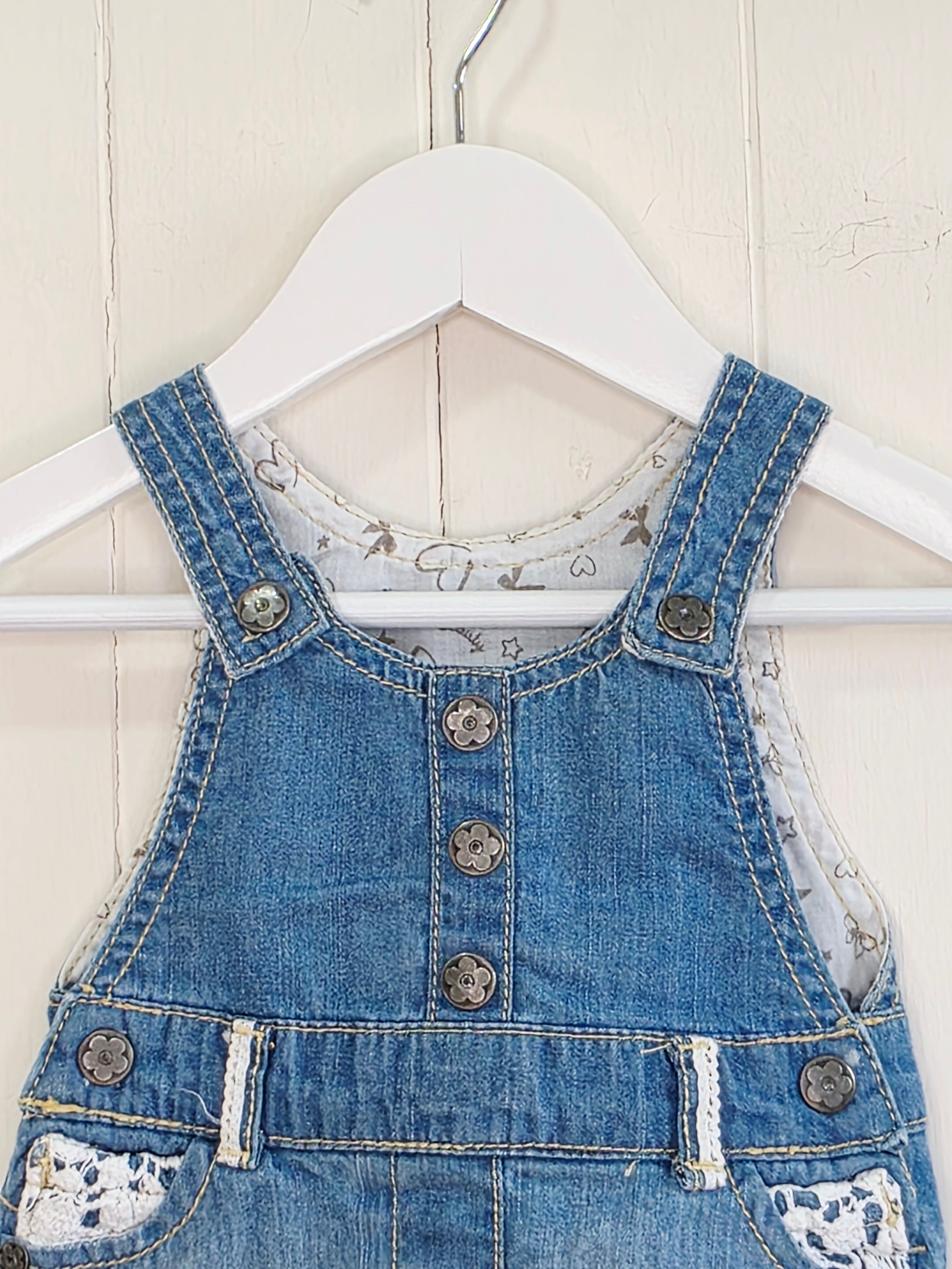 F&F - up to 3 months girls denim pinafore dress
