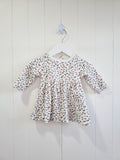 M&S - 0-3 months cream coloured baby girl long sleeve dress featuring animal print