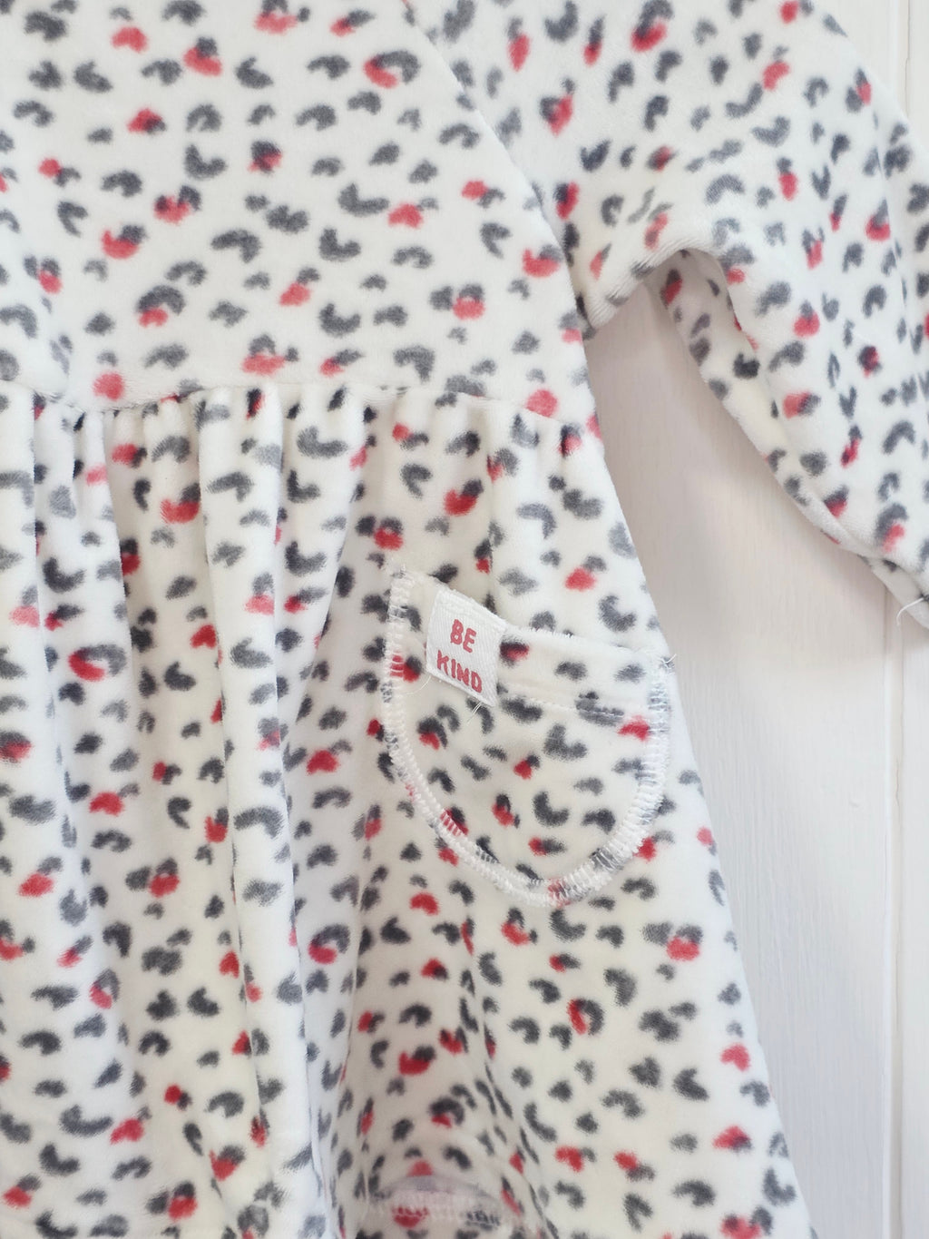 M&S - 0-3 months cream coloured baby girl long sleeve dress featuring animal print