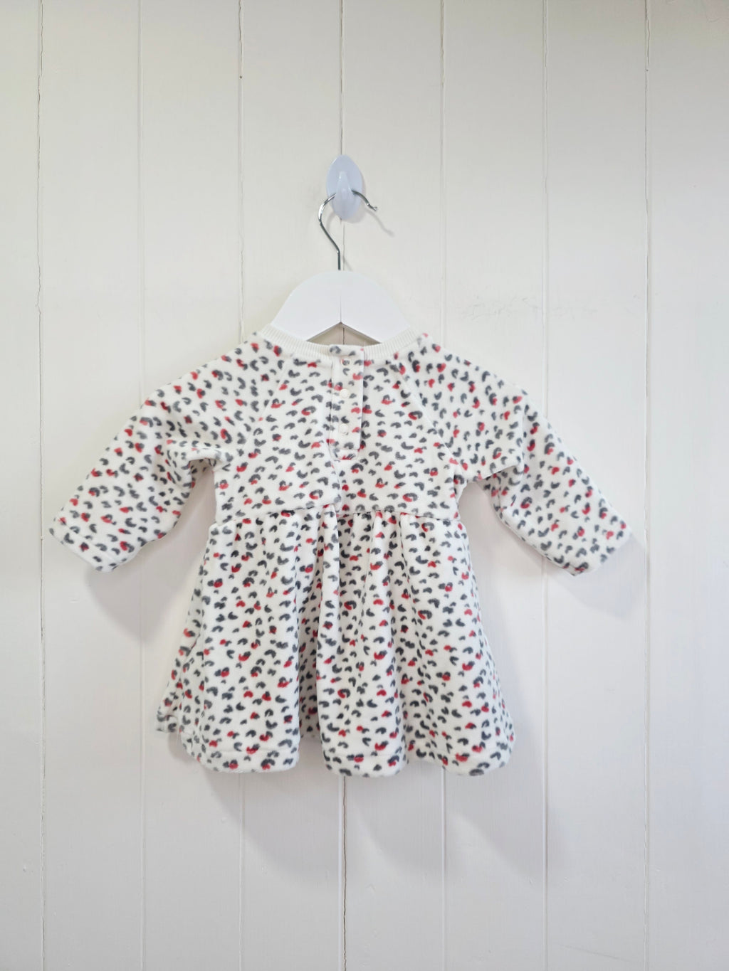 M&S - 0-3 months cream coloured baby girl long sleeve dress featuring animal print