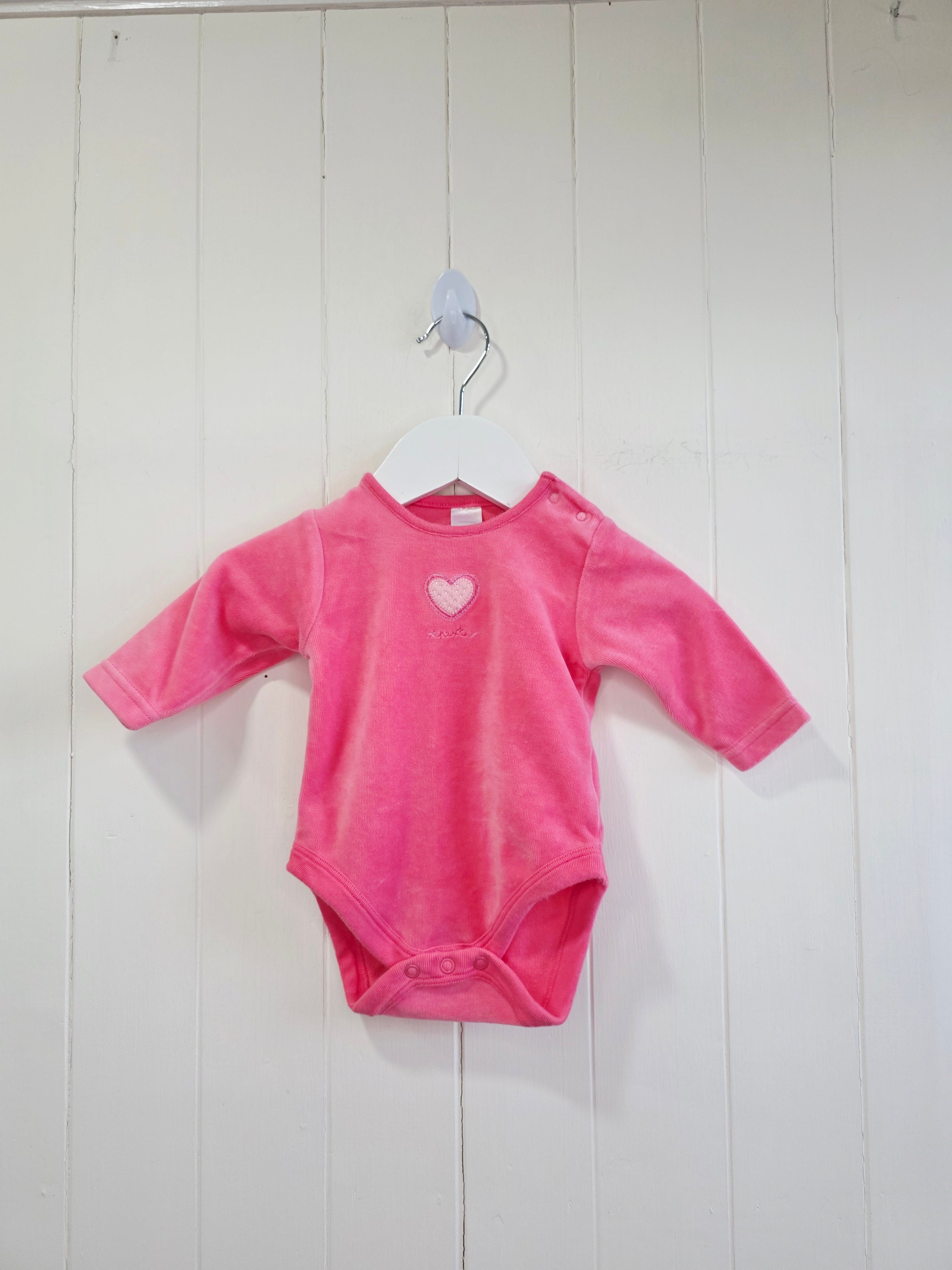 Next - 0-3 months girls pink long sleeve velour bodysuit