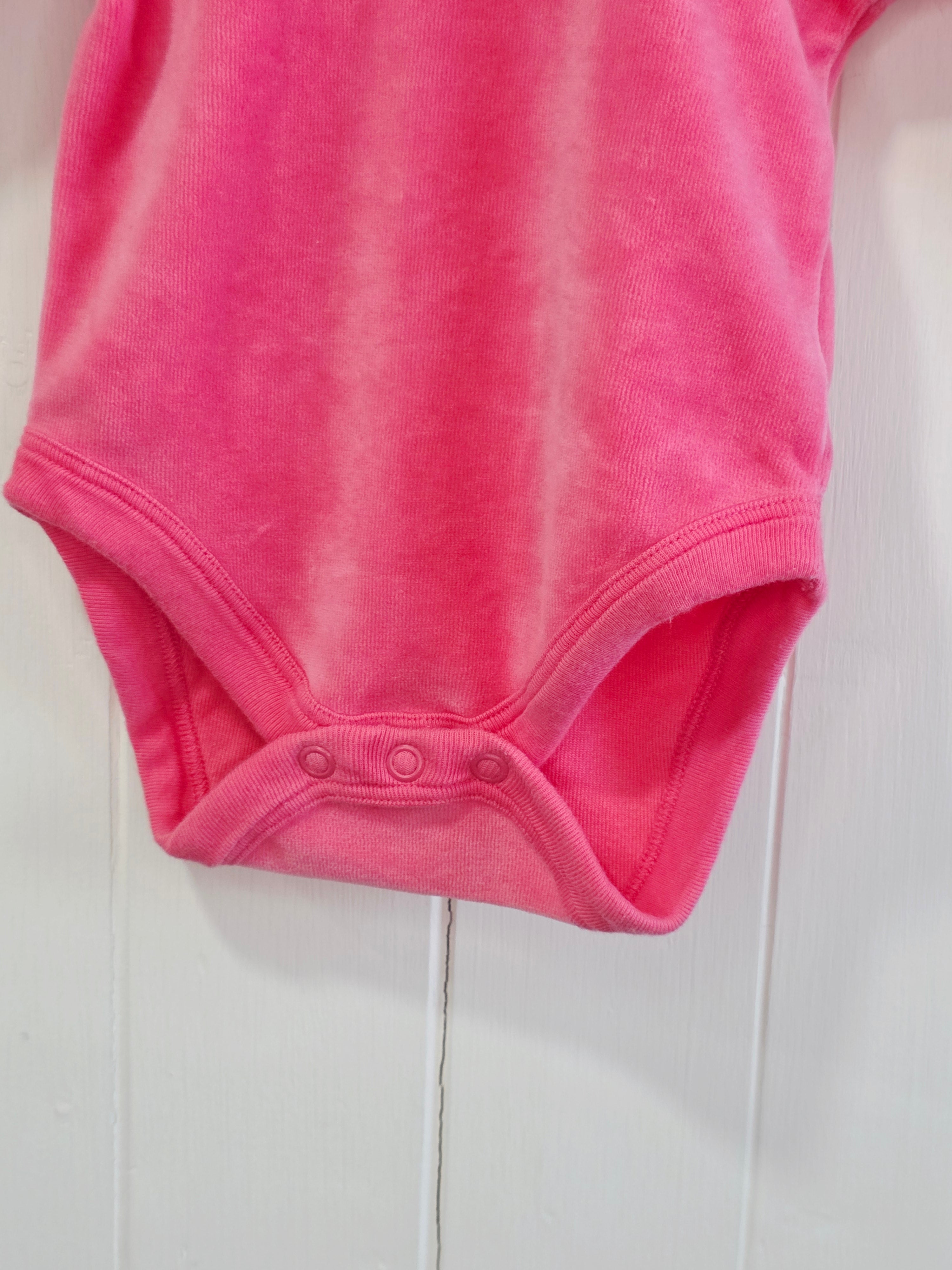 Next - 0-3 months girls pink long sleeve velour bodysuit