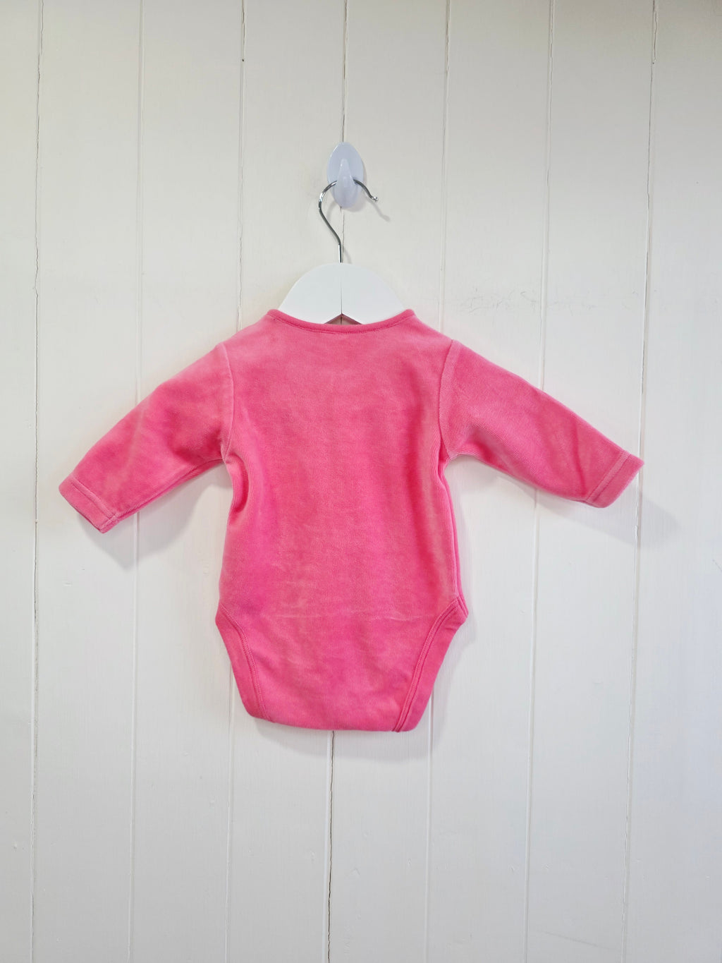 Next - 0-3 months girls pink long sleeve velour bodysuit