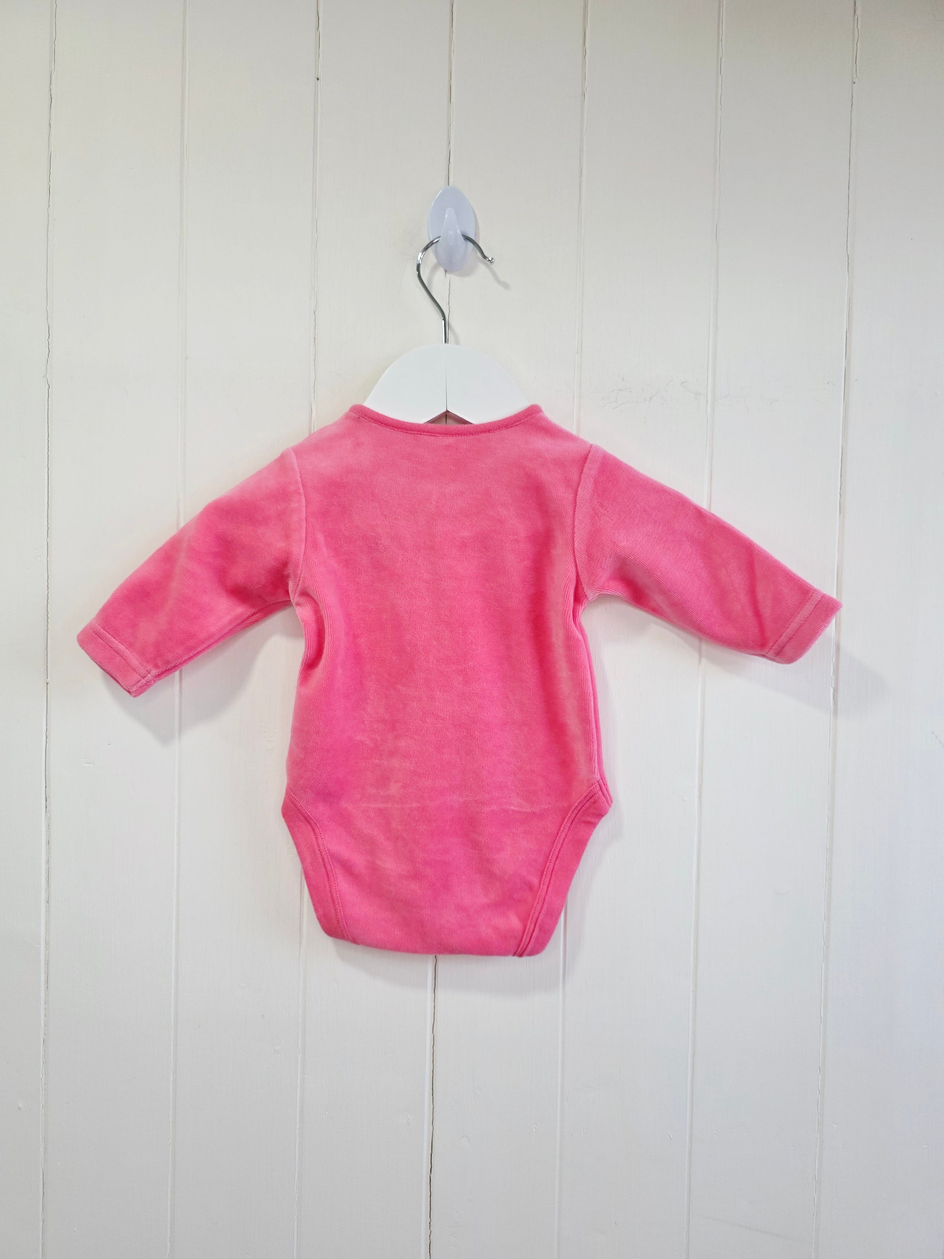 Next - 0-3 months girls pink long sleeve velour bodysuit