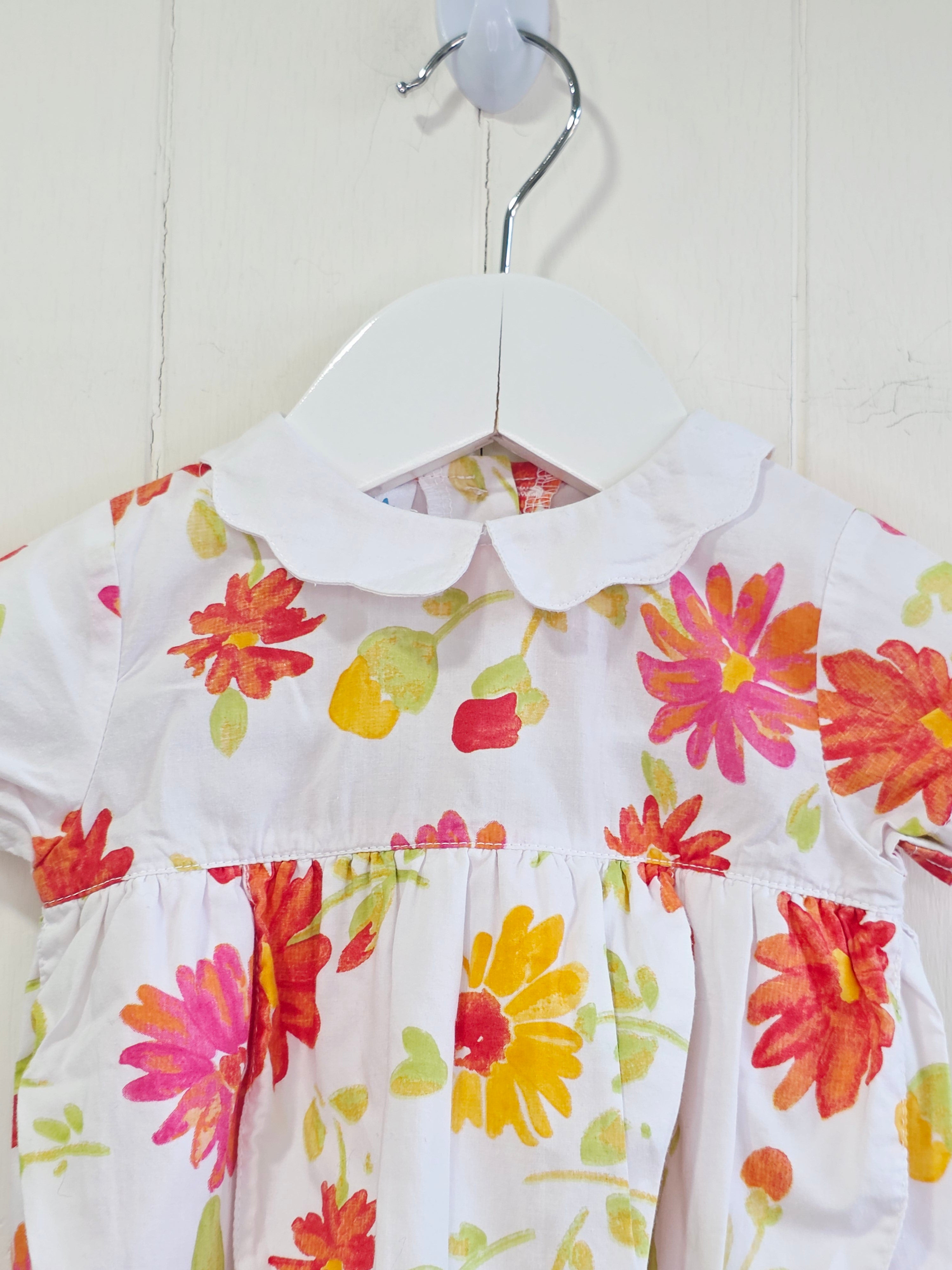 Abella - 0-3 months baby girls white floral short sleeve top