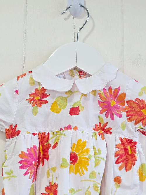 Abella - 0-3 months baby girls white floral short sleeve top